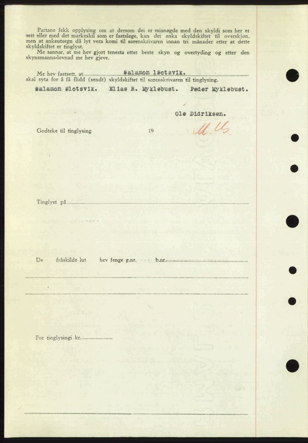 Nordre Sunnmøre sorenskriveri, AV/SAT-A-0006/1/2/2C/2Ca: Mortgage book no. A26, 1947-1948, Diary no: : 2041/1947