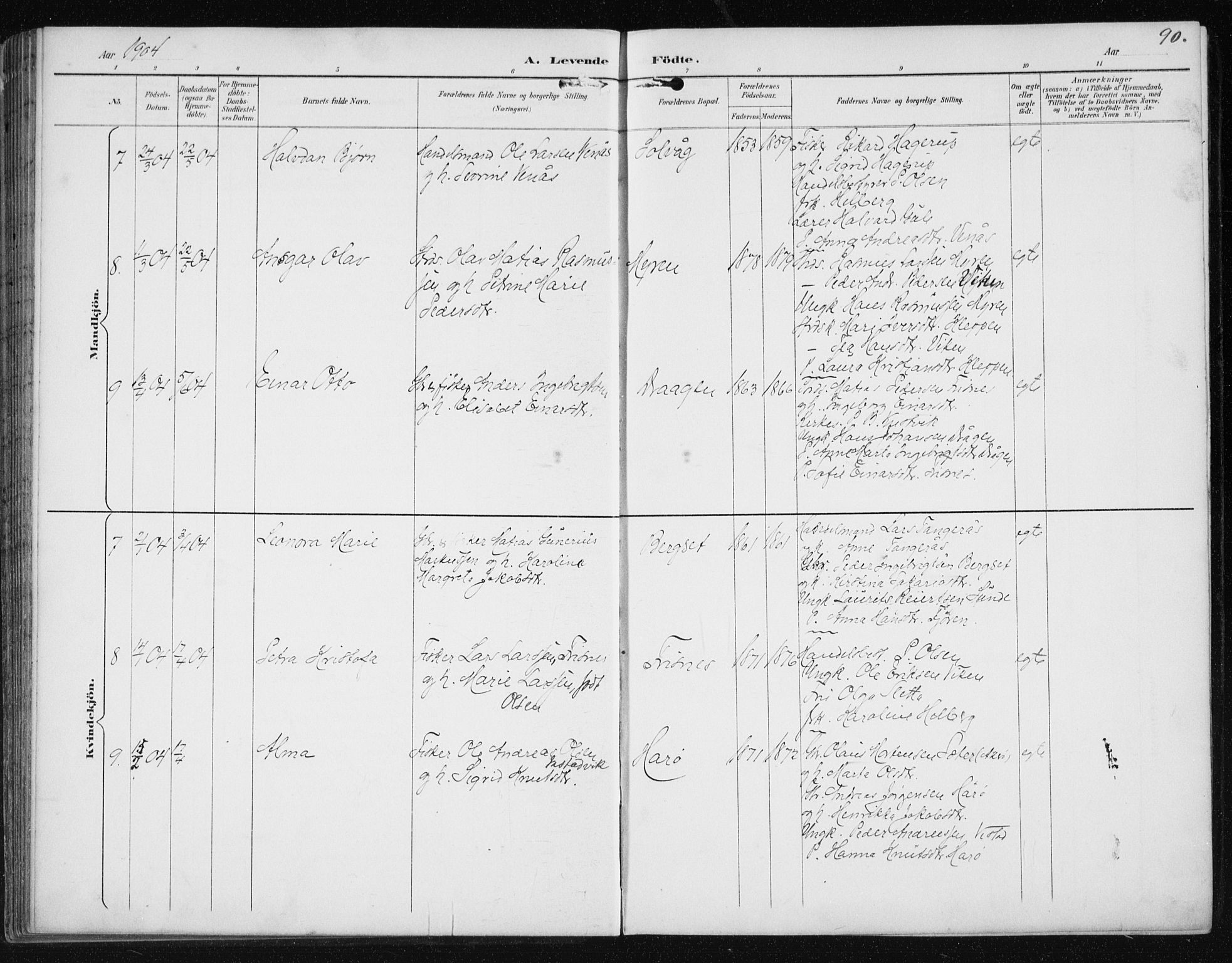 Ministerialprotokoller, klokkerbøker og fødselsregistre - Møre og Romsdal, AV/SAT-A-1454/566/L0773: Parish register (copy) no. 566C02, 1892-1909, p. 90