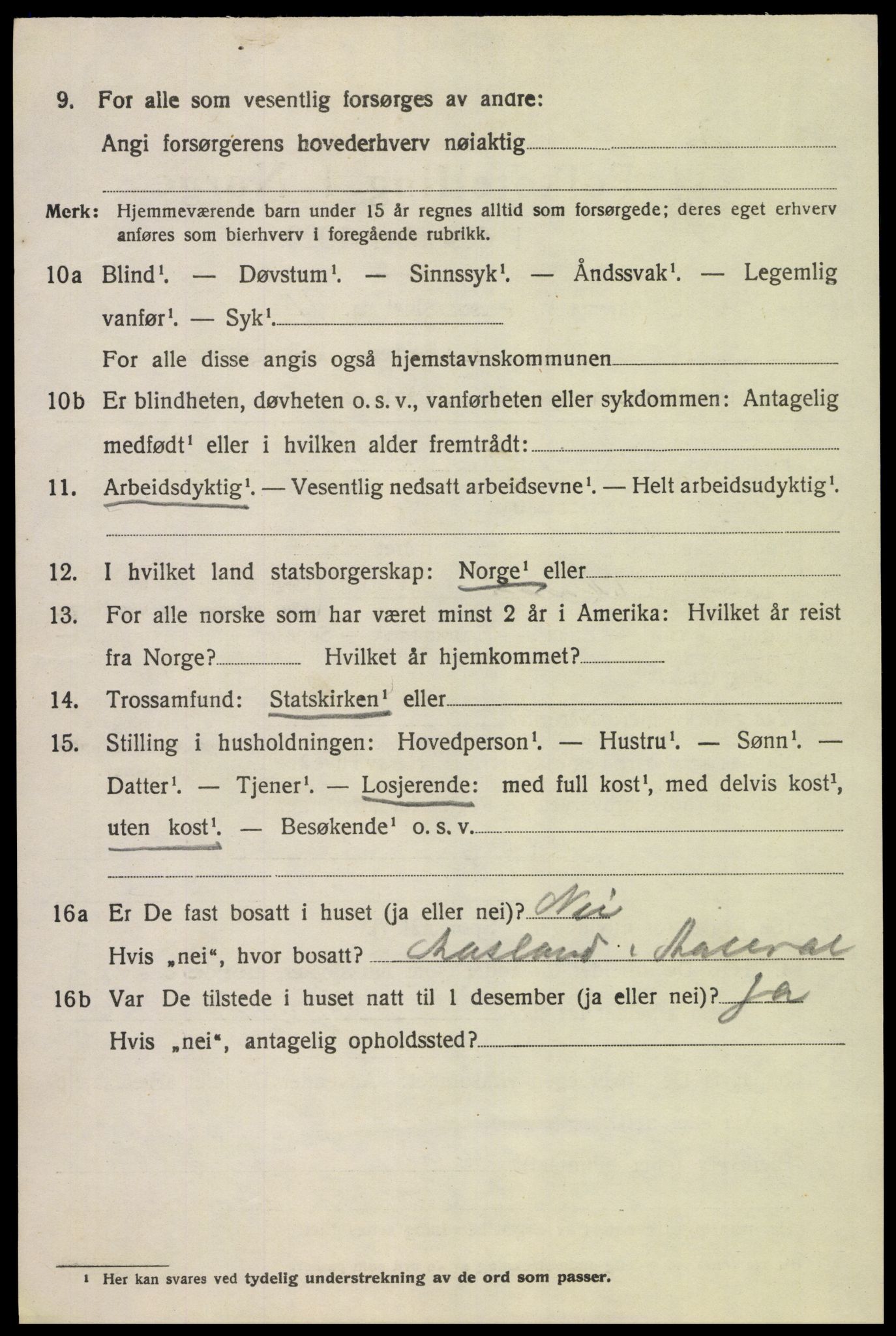 SAK, 1920 census for Åseral, 1920, p. 1137