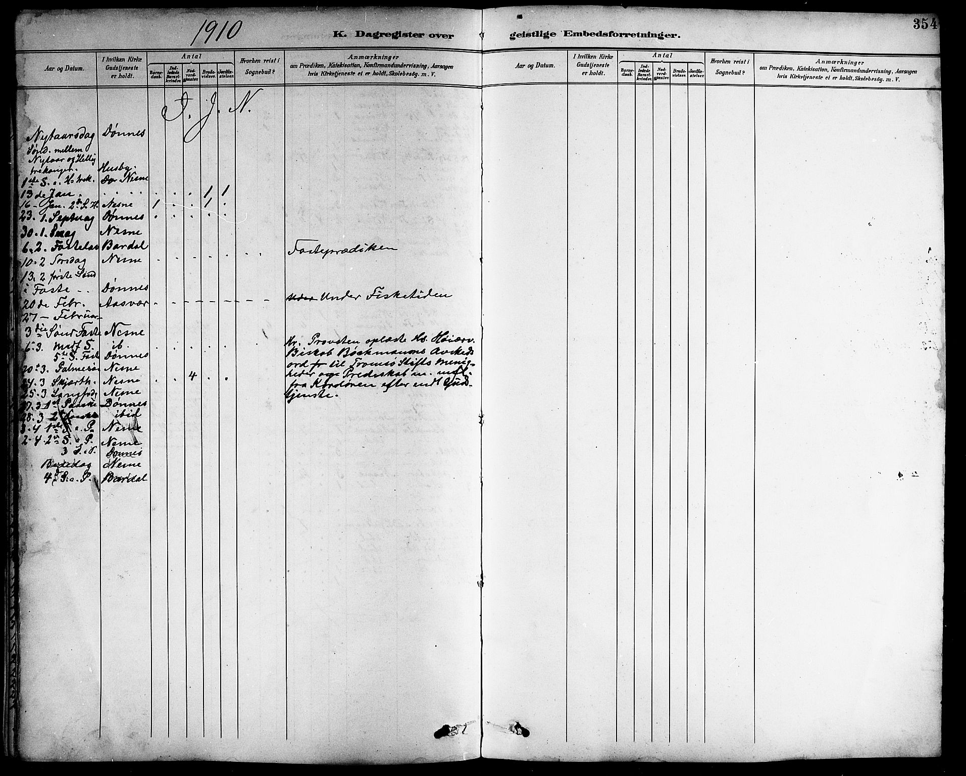 Ministerialprotokoller, klokkerbøker og fødselsregistre - Nordland, SAT/A-1459/838/L0559: Parish register (copy) no. 838C06, 1893-1910, p. 354
