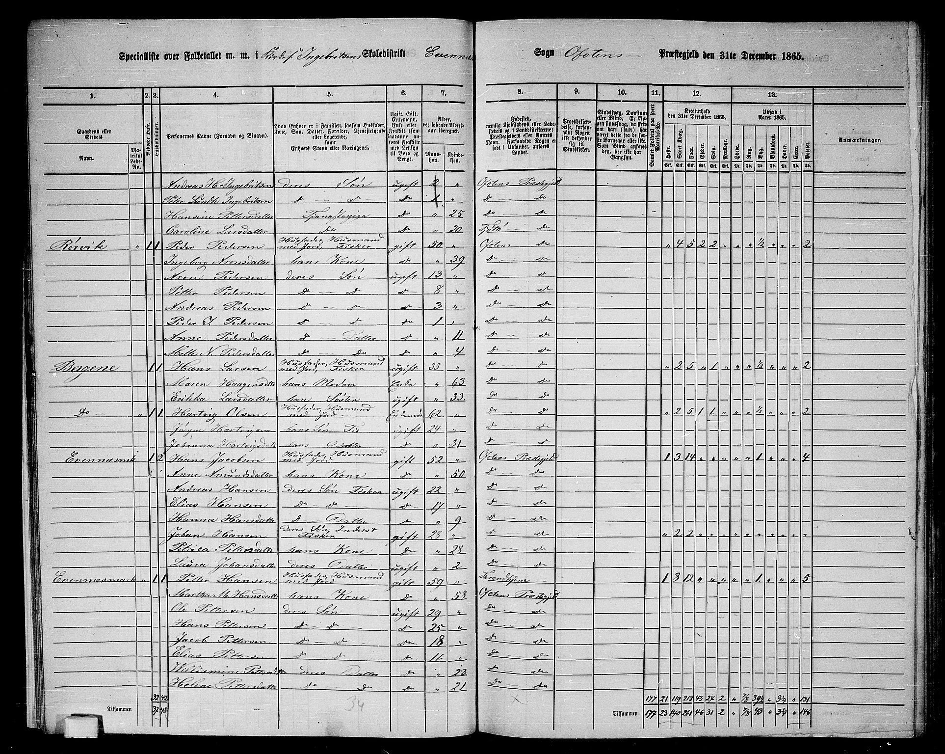 RA, 1865 census for Ofoten, 1865, p. 19