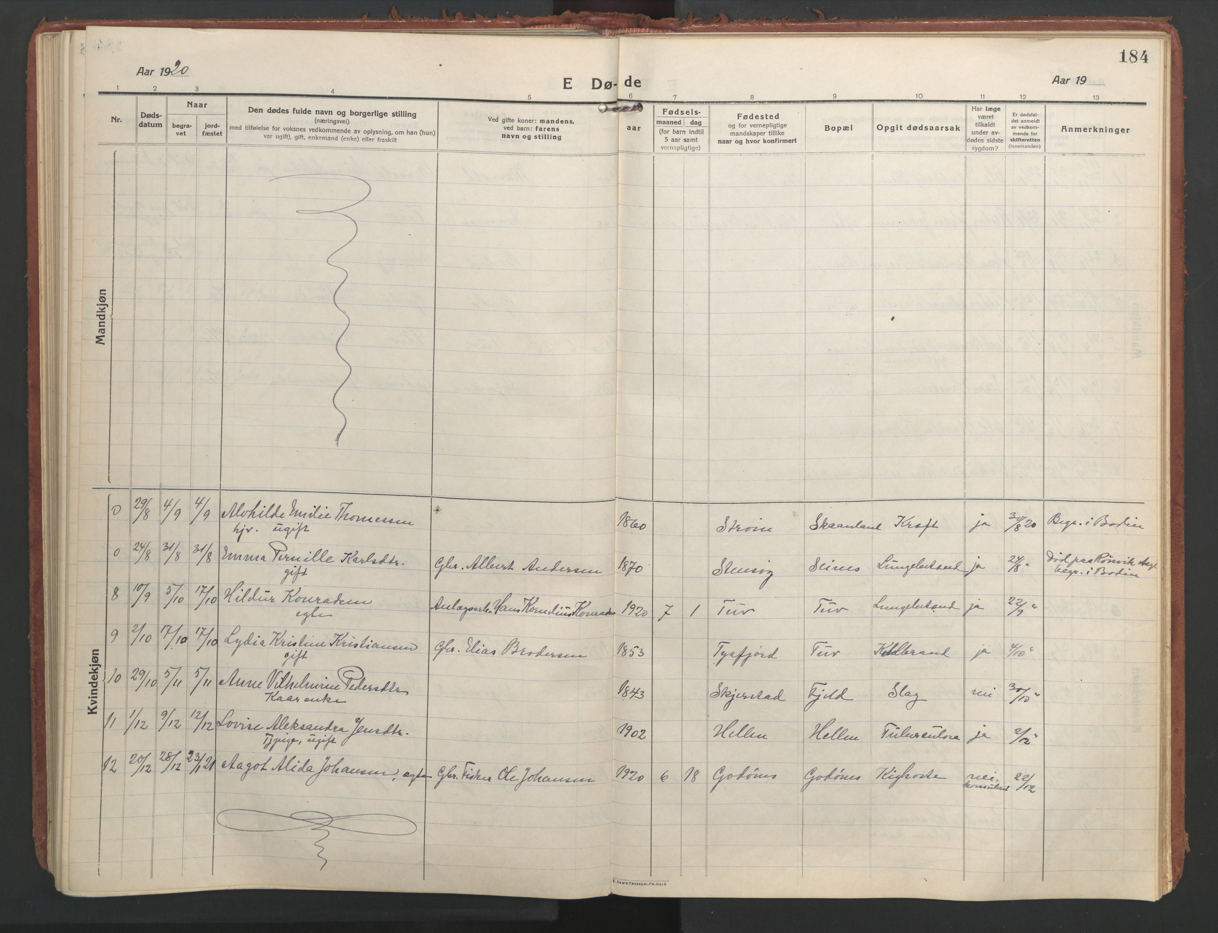 Ministerialprotokoller, klokkerbøker og fødselsregistre - Nordland, AV/SAT-A-1459/804/L0086: Parish register (official) no. 804A07, 1916-1935, p. 184