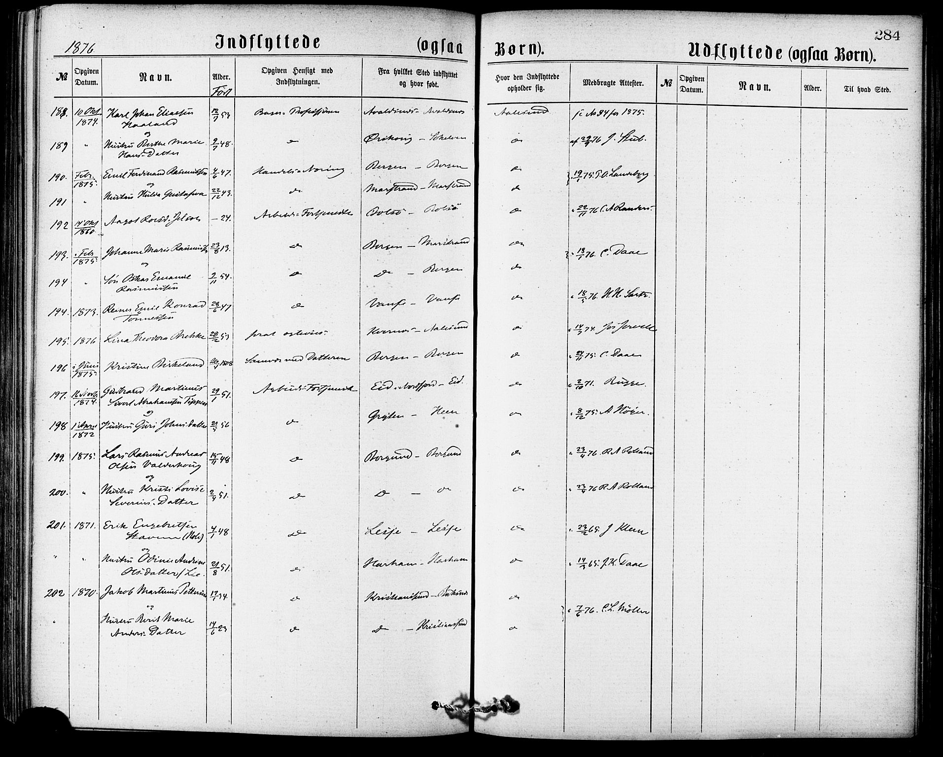 Ministerialprotokoller, klokkerbøker og fødselsregistre - Møre og Romsdal, AV/SAT-A-1454/529/L0453: Parish register (official) no. 529A03, 1872-1877, p. 284