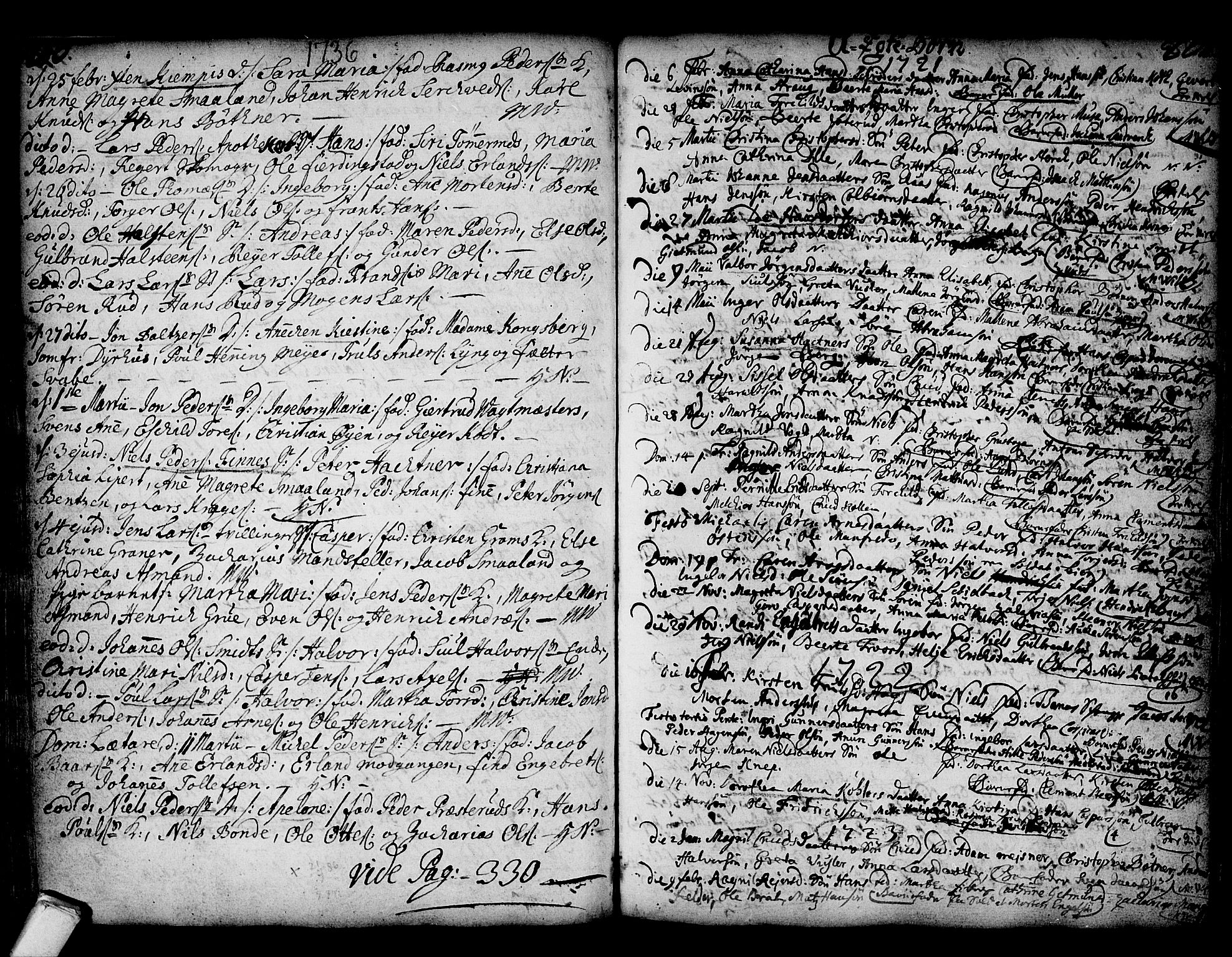 Kongsberg kirkebøker, AV/SAKO-A-22/F/Fa/L0002: Parish register (official) no. I 2, 1721-1743, p. 200-201