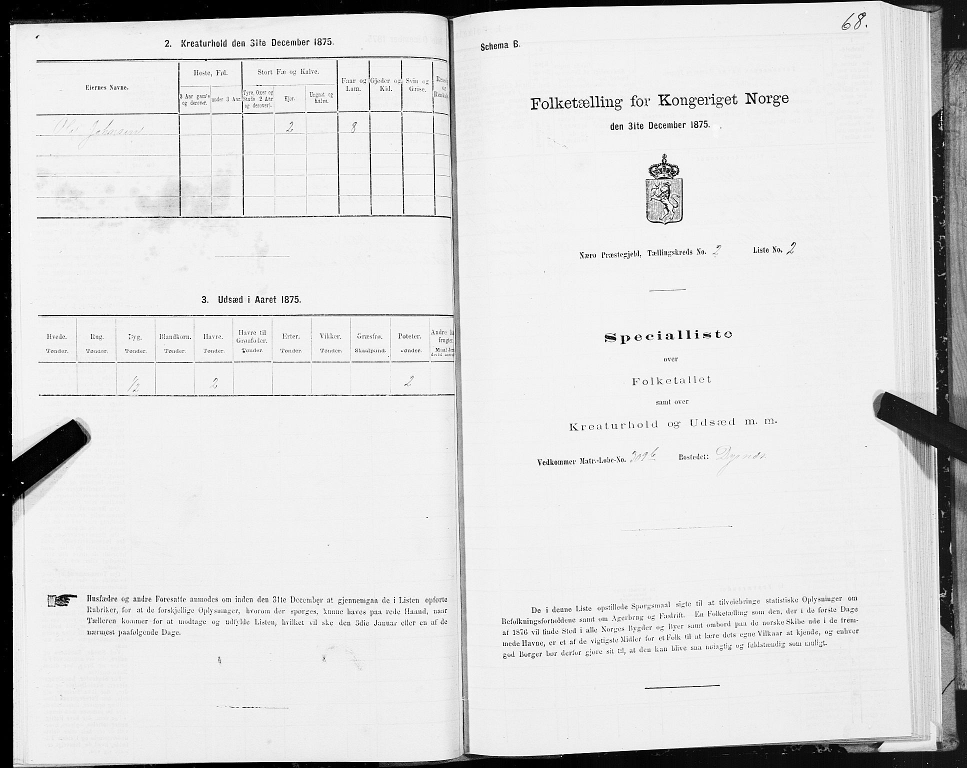 SAT, 1875 census for 1751P Nærøy, 1875, p. 1068