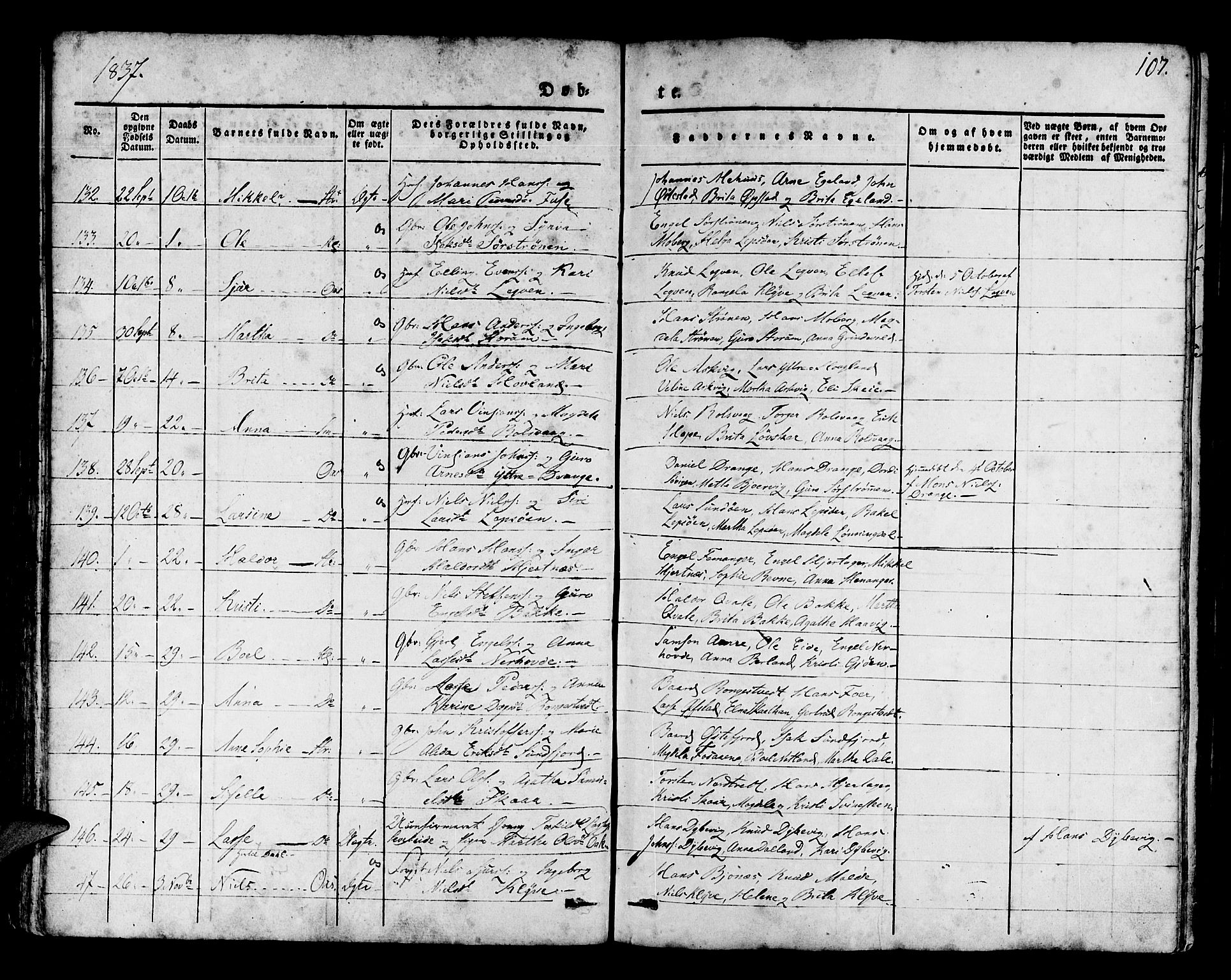 Os sokneprestembete, AV/SAB-A-99929: Parish register (official) no. A 14, 1826-1839, p. 107