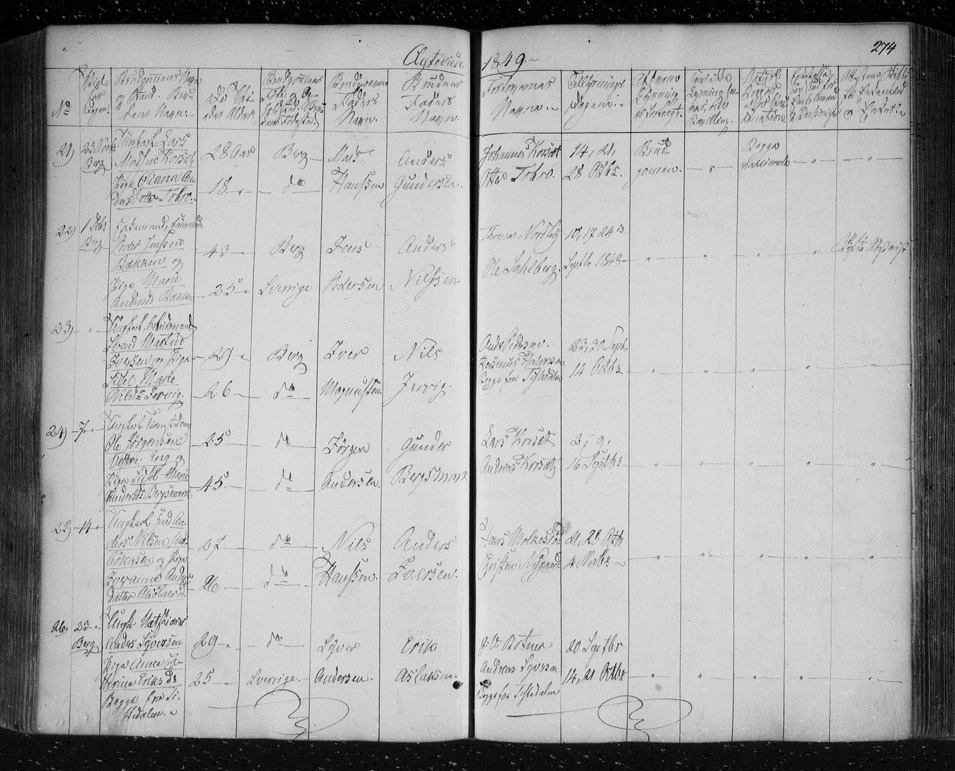 Berg prestekontor Kirkebøker, AV/SAO-A-10902/F/Fa/L0004: Parish register (official) no. I 4, 1843-1860, p. 274