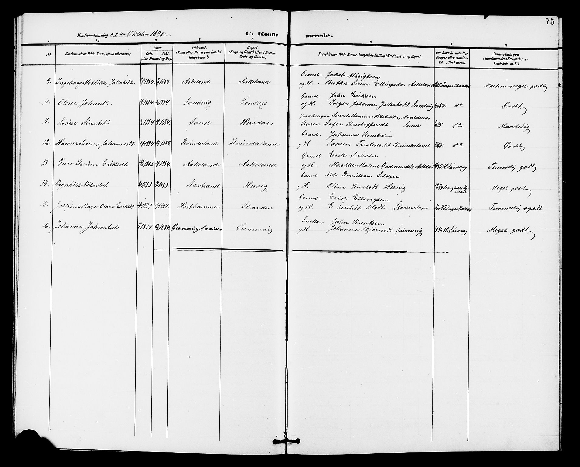 Tysvær sokneprestkontor, SAST/A -101864/H/Ha/Haa/L0008: Parish register (official) no. A 8, 1897-1912, p. 75
