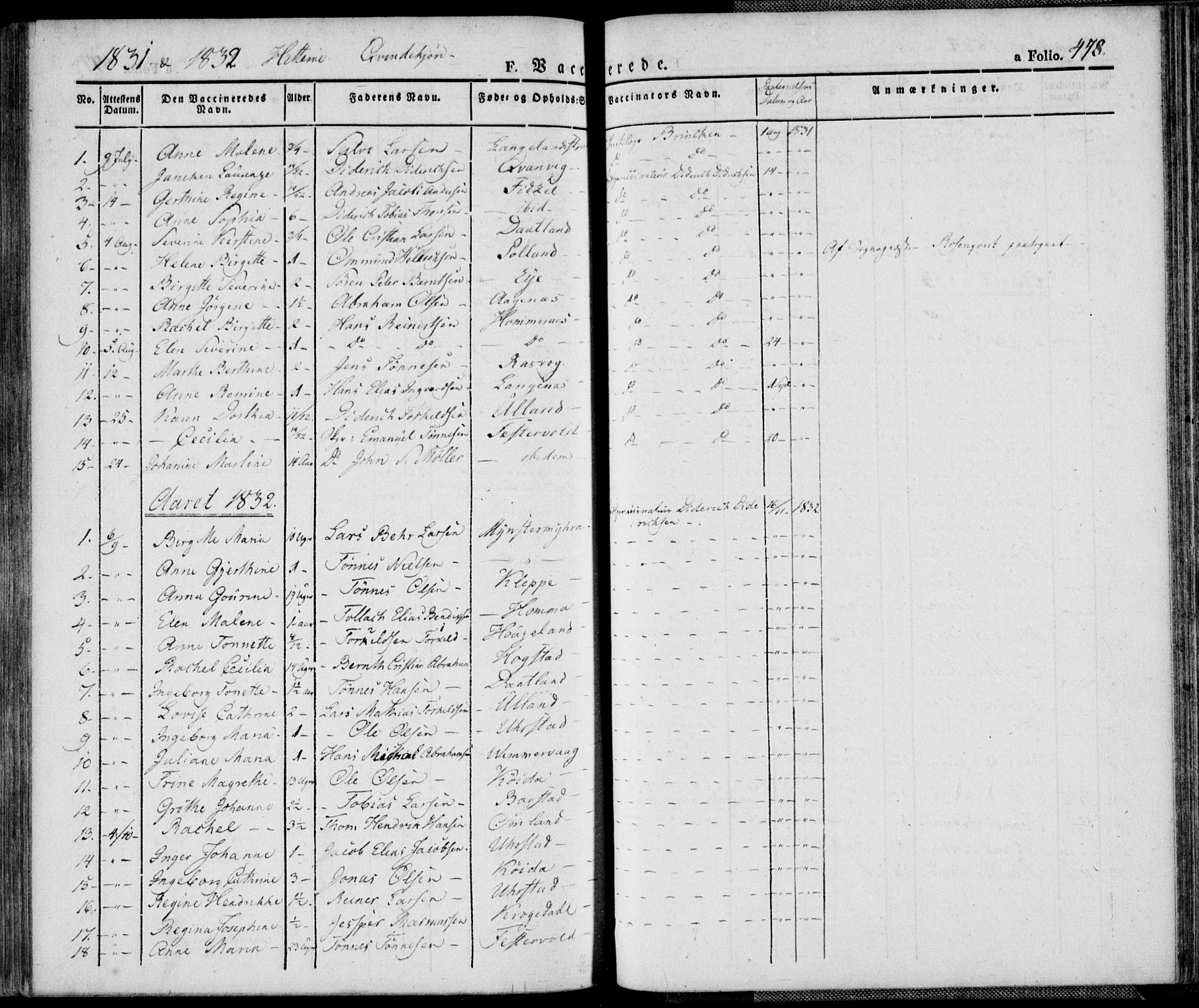 Flekkefjord sokneprestkontor, AV/SAK-1111-0012/F/Fa/Fac/L0003: Parish register (official) no. A 3, 1826-1841, p. 478