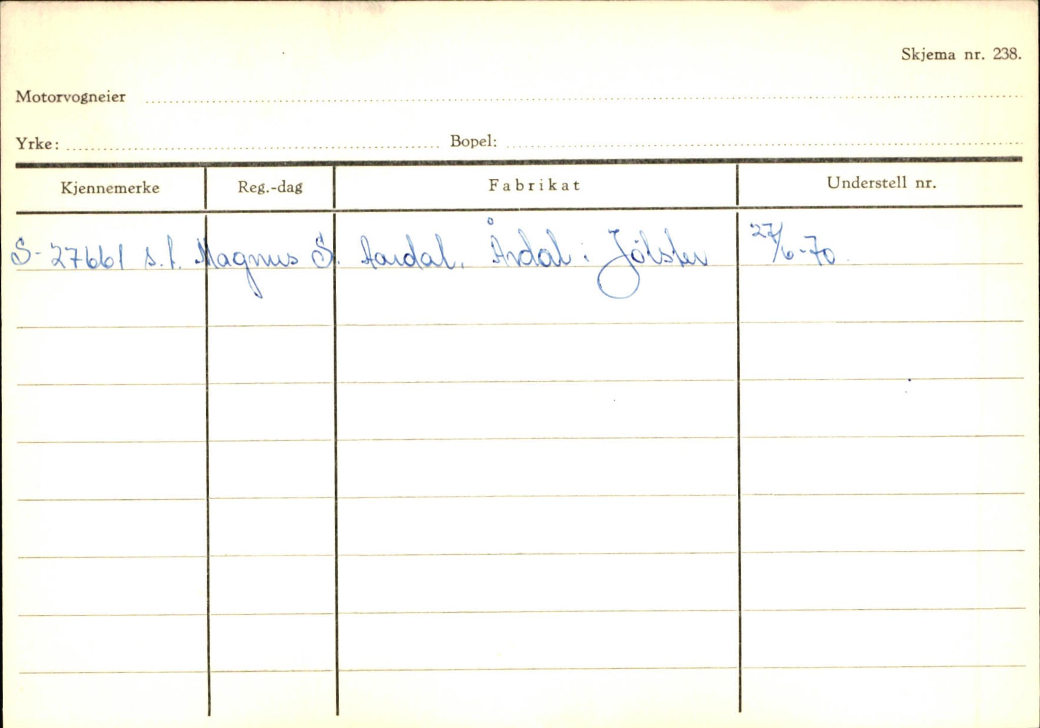 Statens vegvesen, Sogn og Fjordane vegkontor, AV/SAB-A-5301/4/F/L0125: Eigarregister Sogndal V-Å. Aurland A-Å. Fjaler A-N, 1945-1975, p. 253