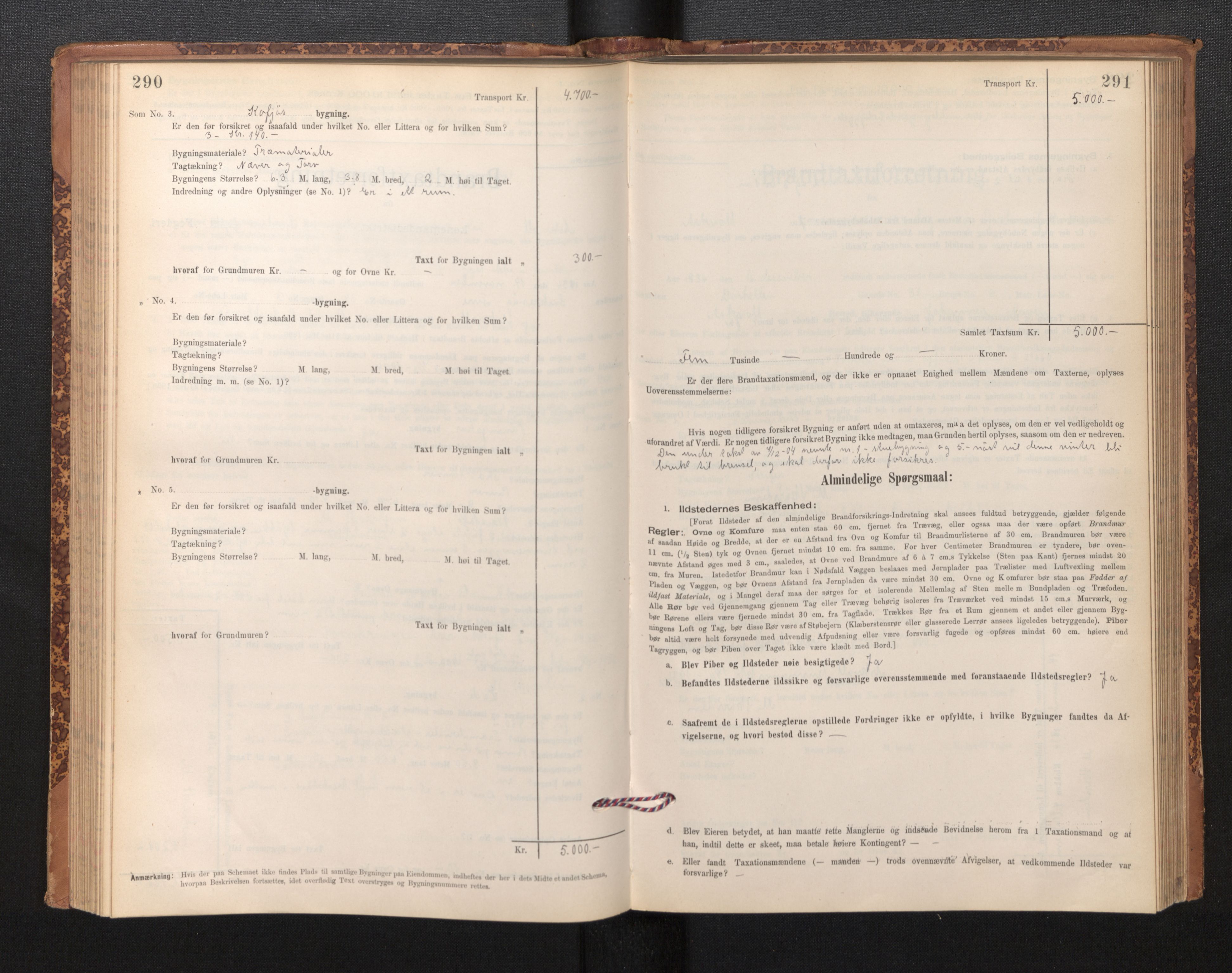 Lensmannen i Askvoll, AV/SAB-A-26301/0012/L0004: Branntakstprotokoll, skjematakst og liste over branntakstmenn, 1895-1932, p. 290-291