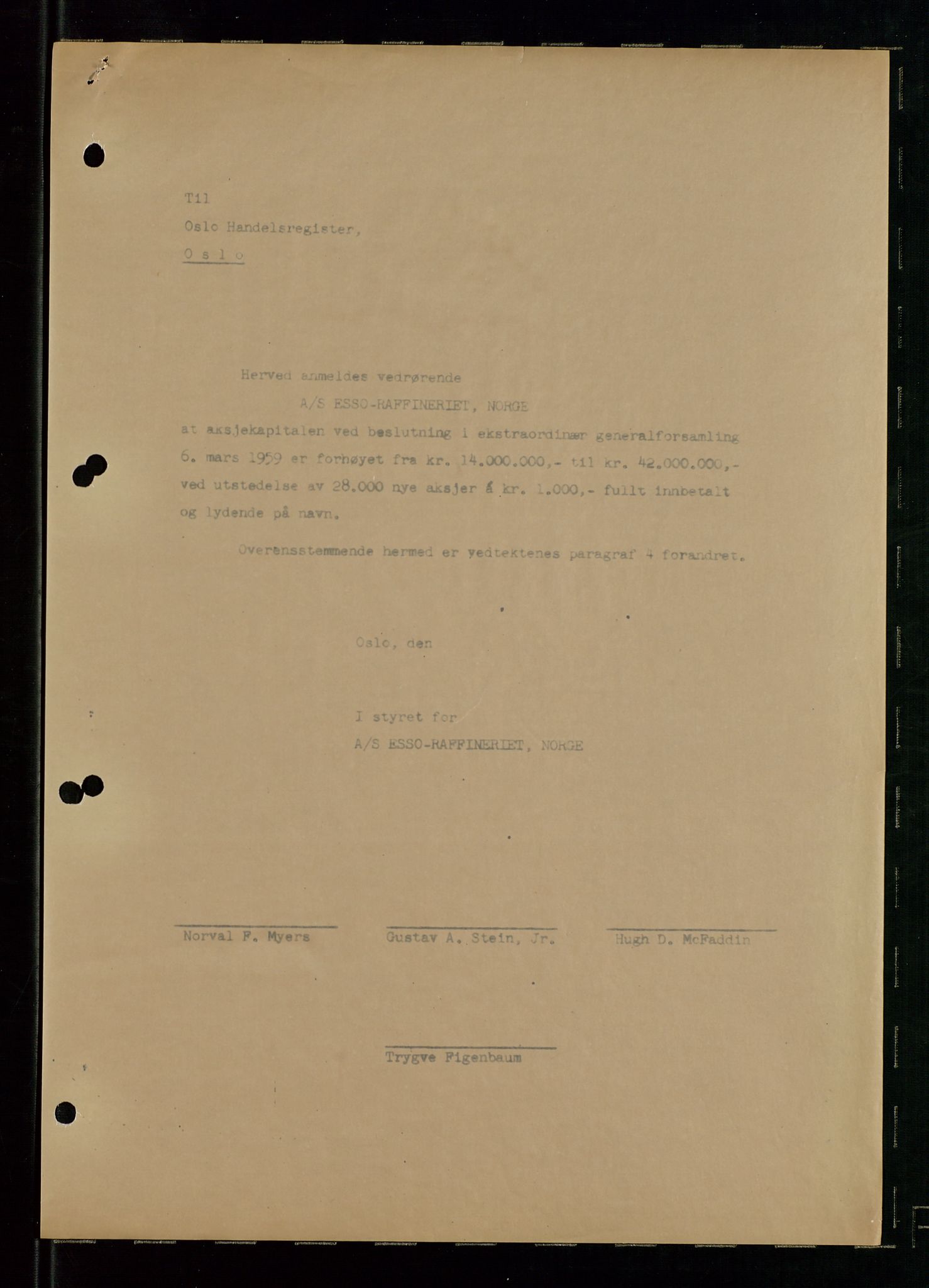 PA 1537 - A/S Essoraffineriet Norge, AV/SAST-A-101957/A/Aa/L0002/0001: Styremøter / Shareholder meetings, Board meeting minutes, 1957-1961, p. 35