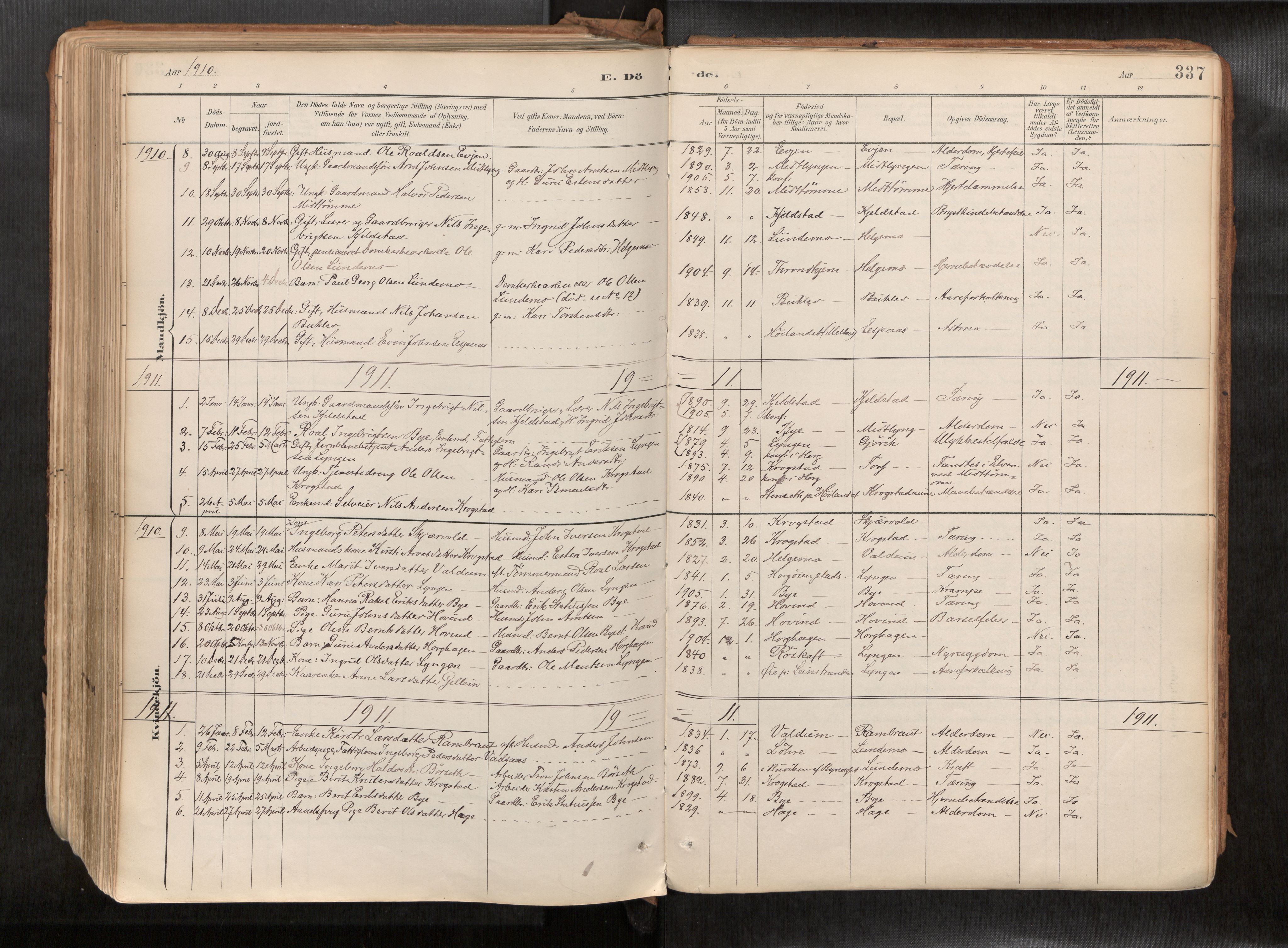 Ministerialprotokoller, klokkerbøker og fødselsregistre - Sør-Trøndelag, SAT/A-1456/692/L1105b: Parish register (official) no. 692A06, 1891-1934, p. 337