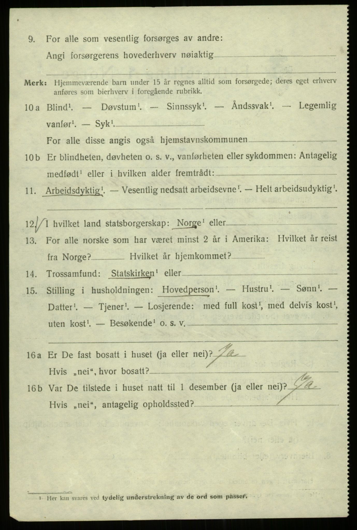 SAB, 1920 census for Bergen, 1920, p. 154266