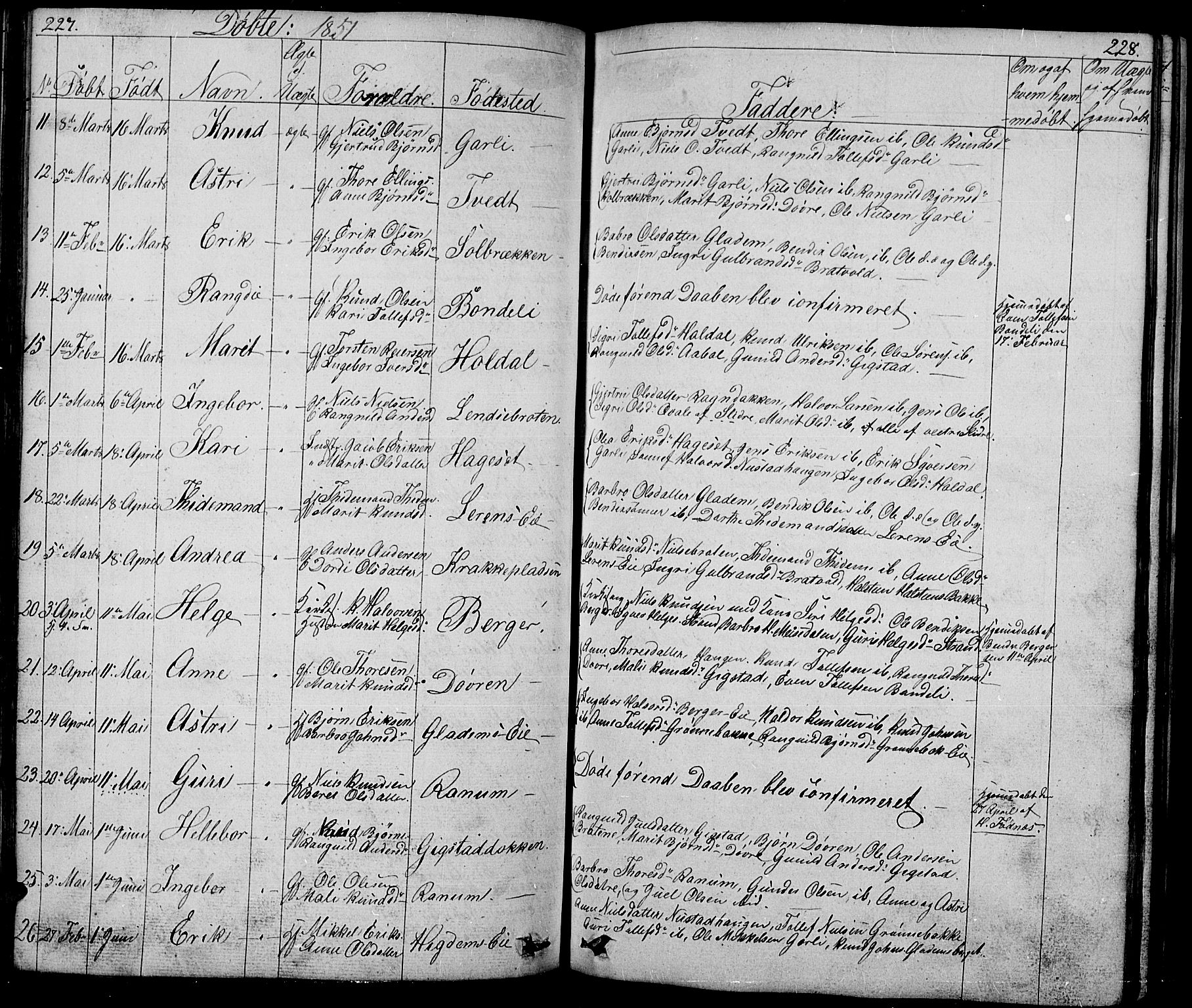 Nord-Aurdal prestekontor, SAH/PREST-132/H/Ha/Hab/L0001: Parish register (copy) no. 1, 1834-1887, p. 227-228