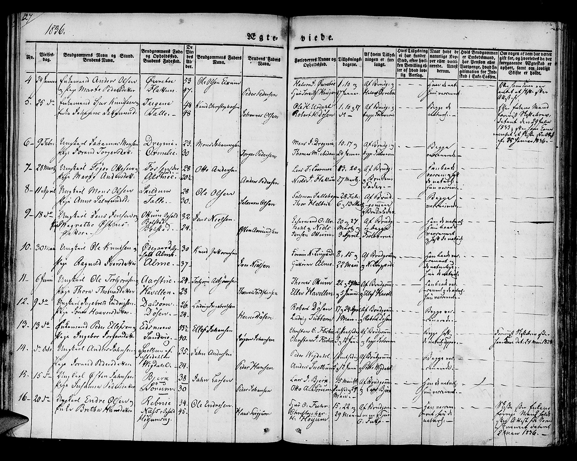 Luster sokneprestembete, AV/SAB-A-81101/H/Haa/Haaa/L0005: Parish register (official) no. A 5, 1831-1841, p. 127