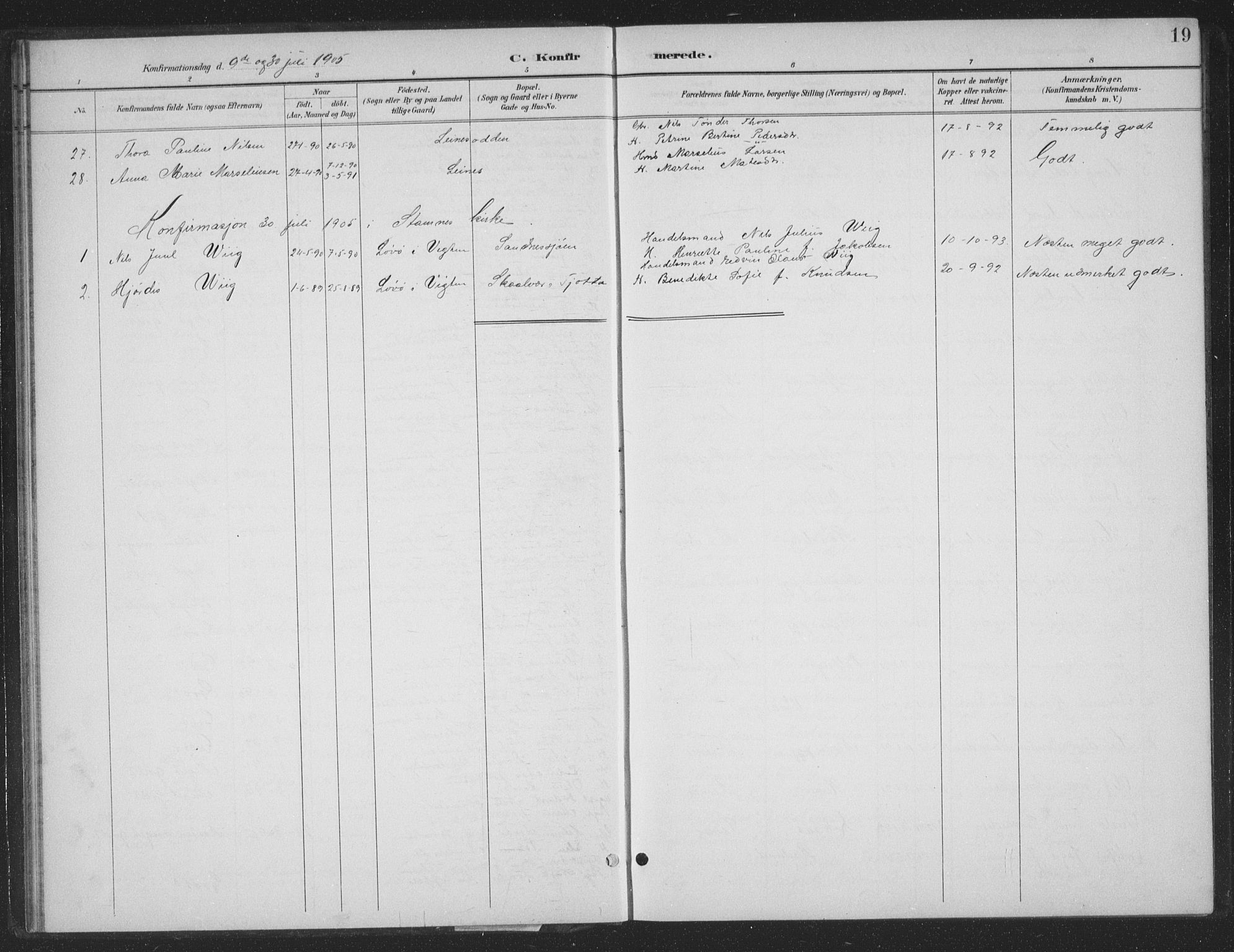 Ministerialprotokoller, klokkerbøker og fødselsregistre - Nordland, AV/SAT-A-1459/831/L0479: Parish register (copy) no. 831C06, 1897-1936, p. 19