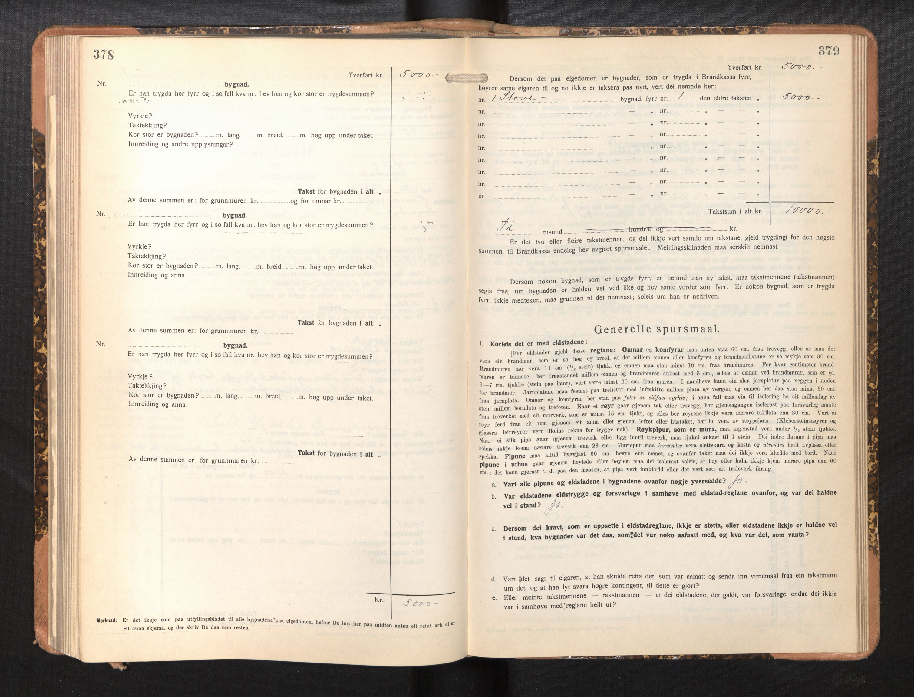 Lensmannen i Sogndal, AV/SAB-A-29901/0012/L0013: Branntakstprotokoll, skjematakst, 1931-1938, p. 378-379