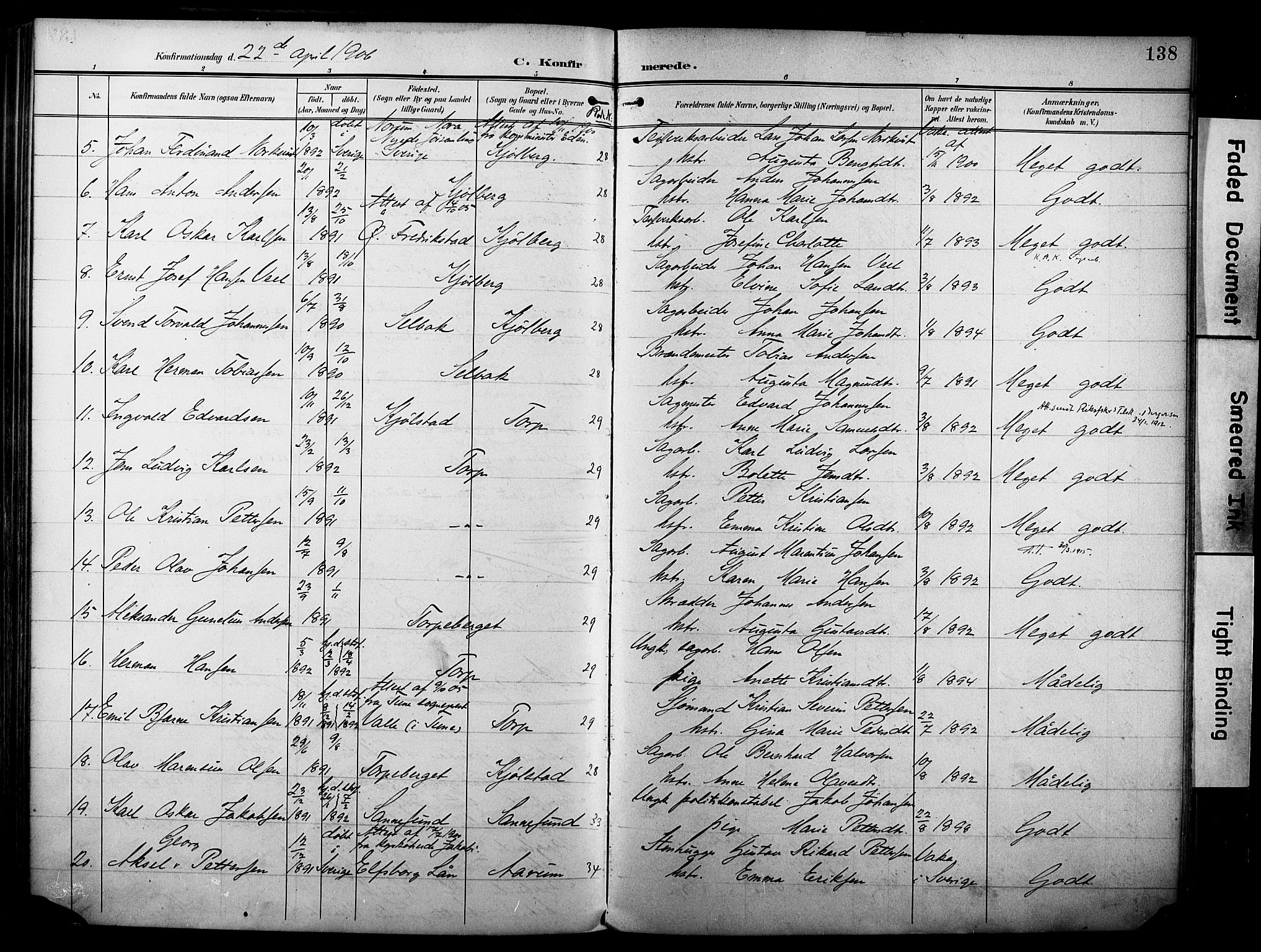 Borge prestekontor Kirkebøker, SAO/A-10903/F/Fa/L0009: Parish register (official) no. I 9, 1902-1911, p. 138