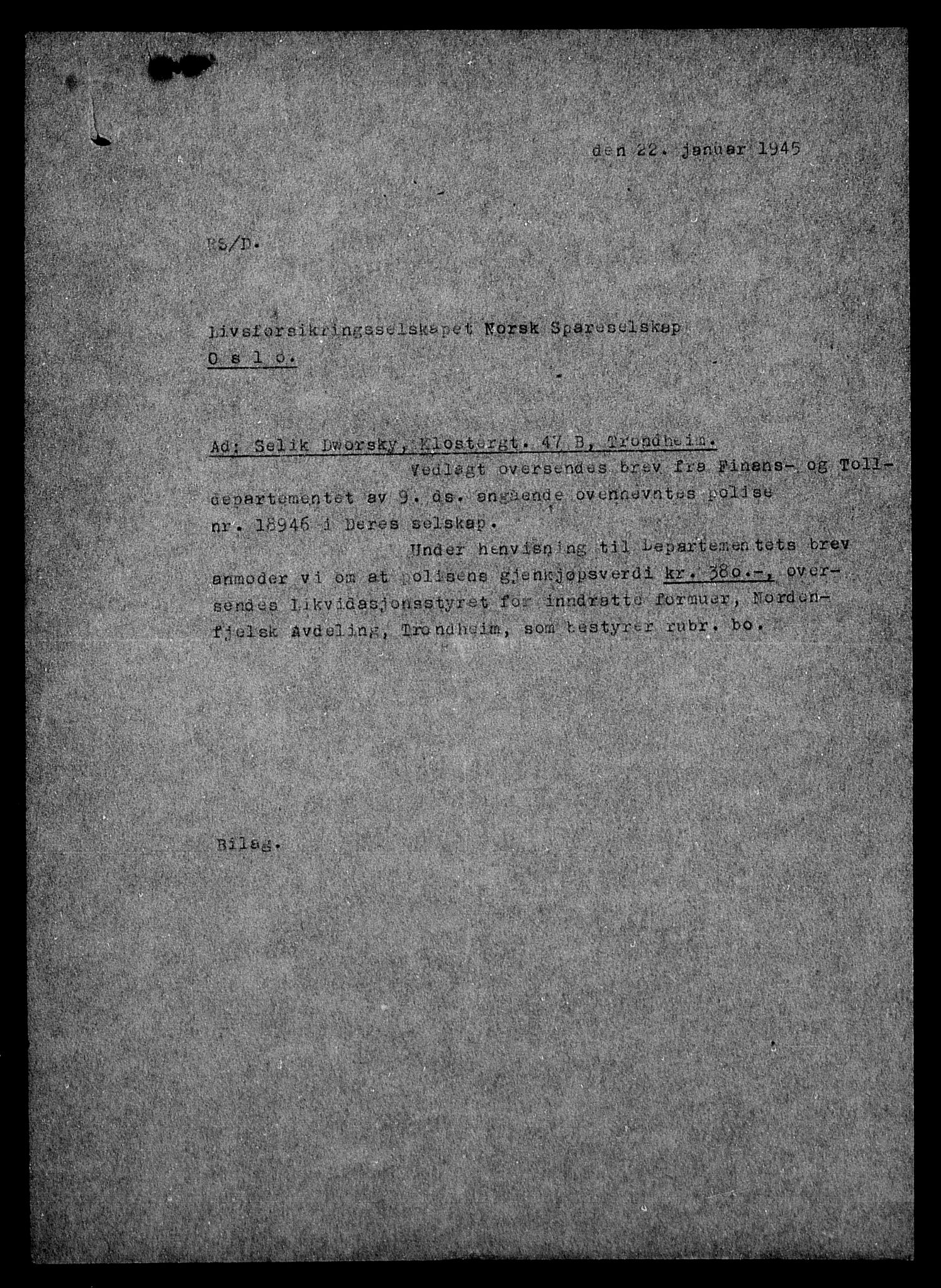 Justisdepartementet, Tilbakeføringskontoret for inndratte formuer, AV/RA-S-1564/H/Hc/Hca/L0895: --, 1945-1947, p. 10