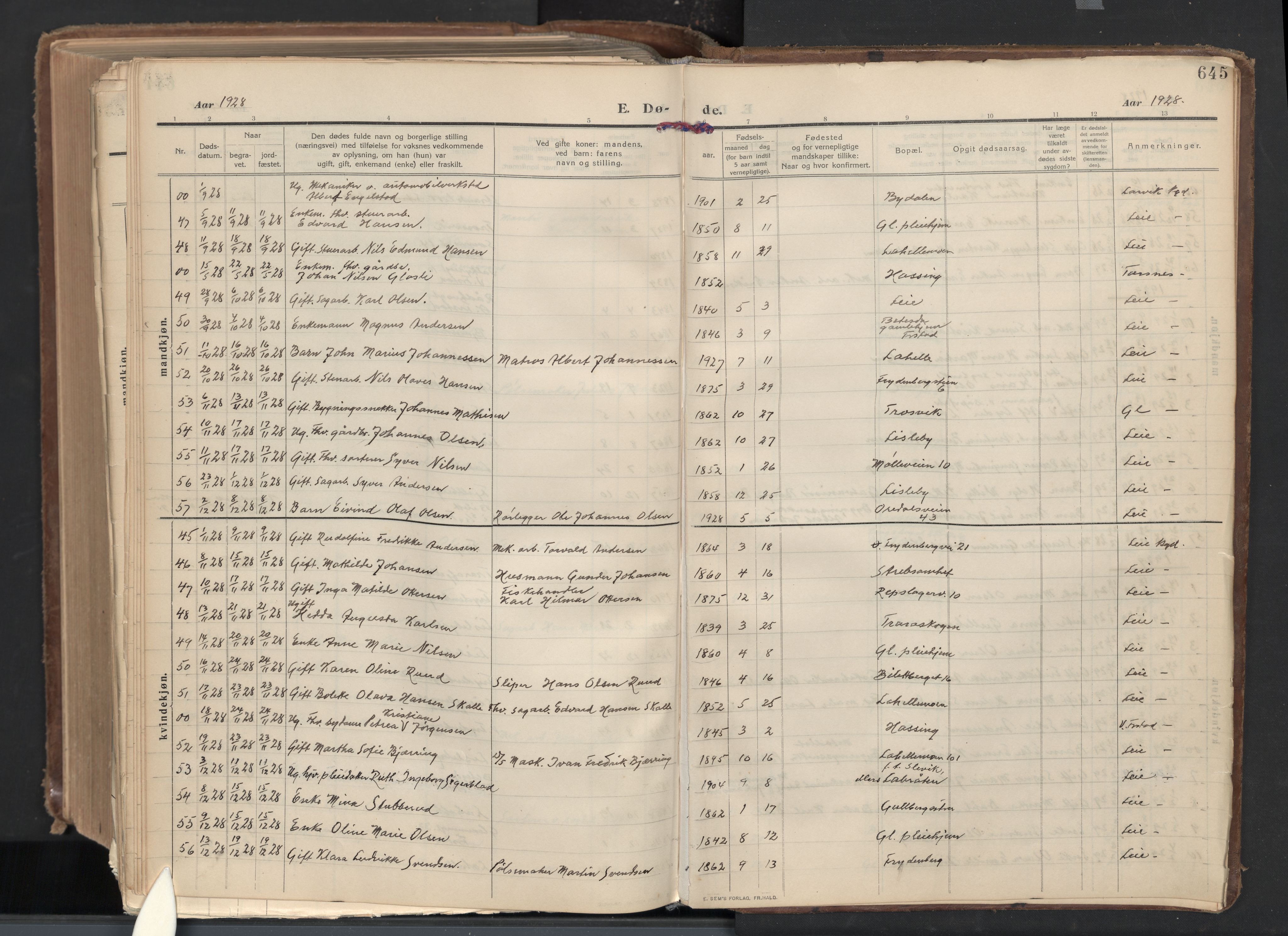 Glemmen prestekontor Kirkebøker, AV/SAO-A-10908/G/Ga/L0007: Parish register (copy) no. 7, 1909-1930, p. 645