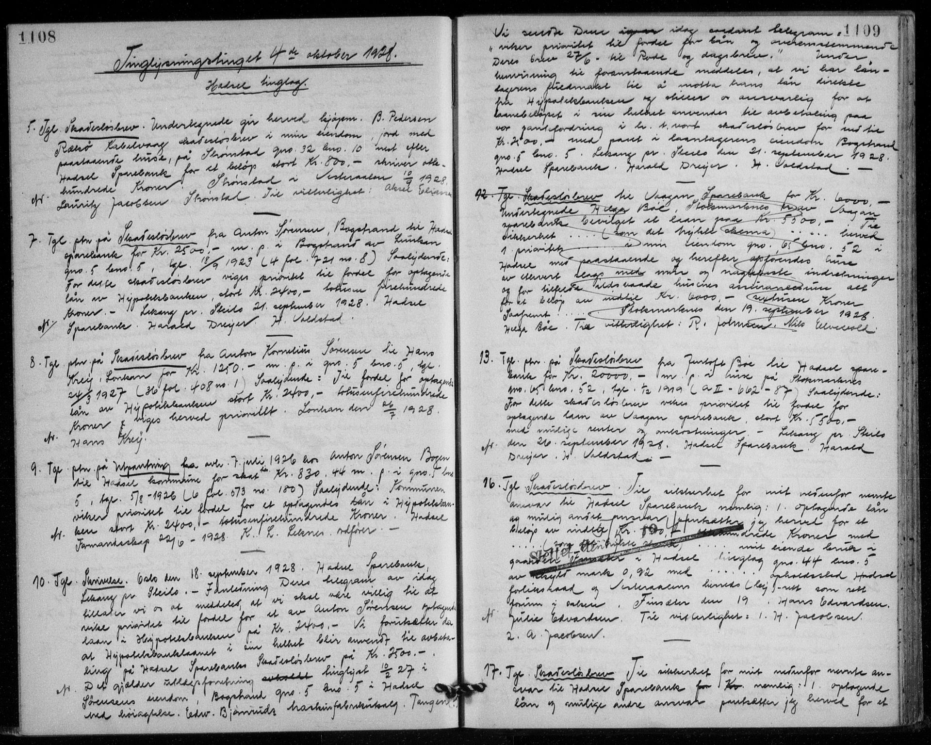 Vesterålen sorenskriveri, AV/SAT-A-4180/1/2/2Ca/L0041: Mortgage book no. 6, 1925-1928, p. 1108-1109, Deed date: 04.10.1928