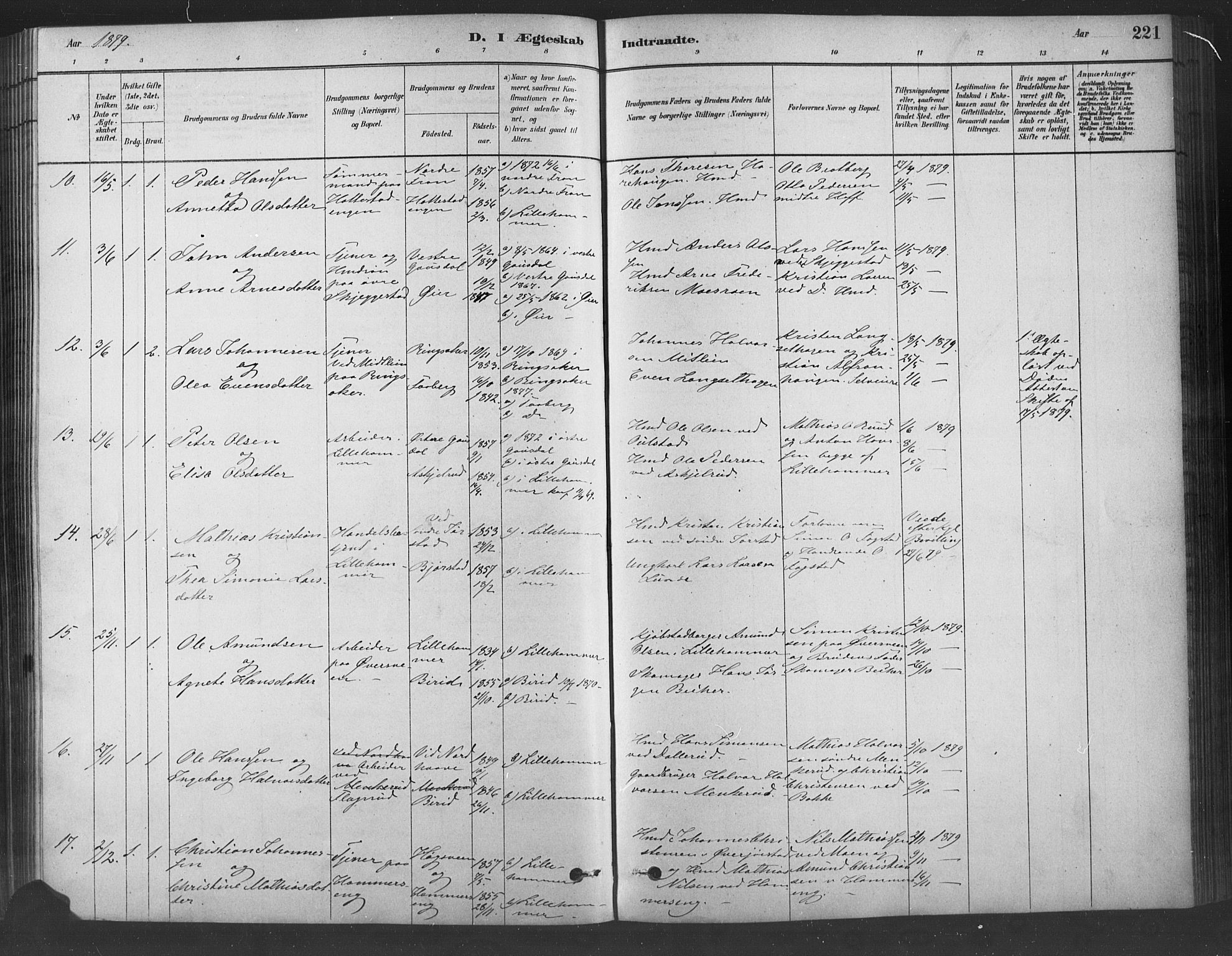 Fåberg prestekontor, SAH/PREST-086/H/Ha/Haa/L0009: Parish register (official) no. 9, 1879-1898, p. 221
