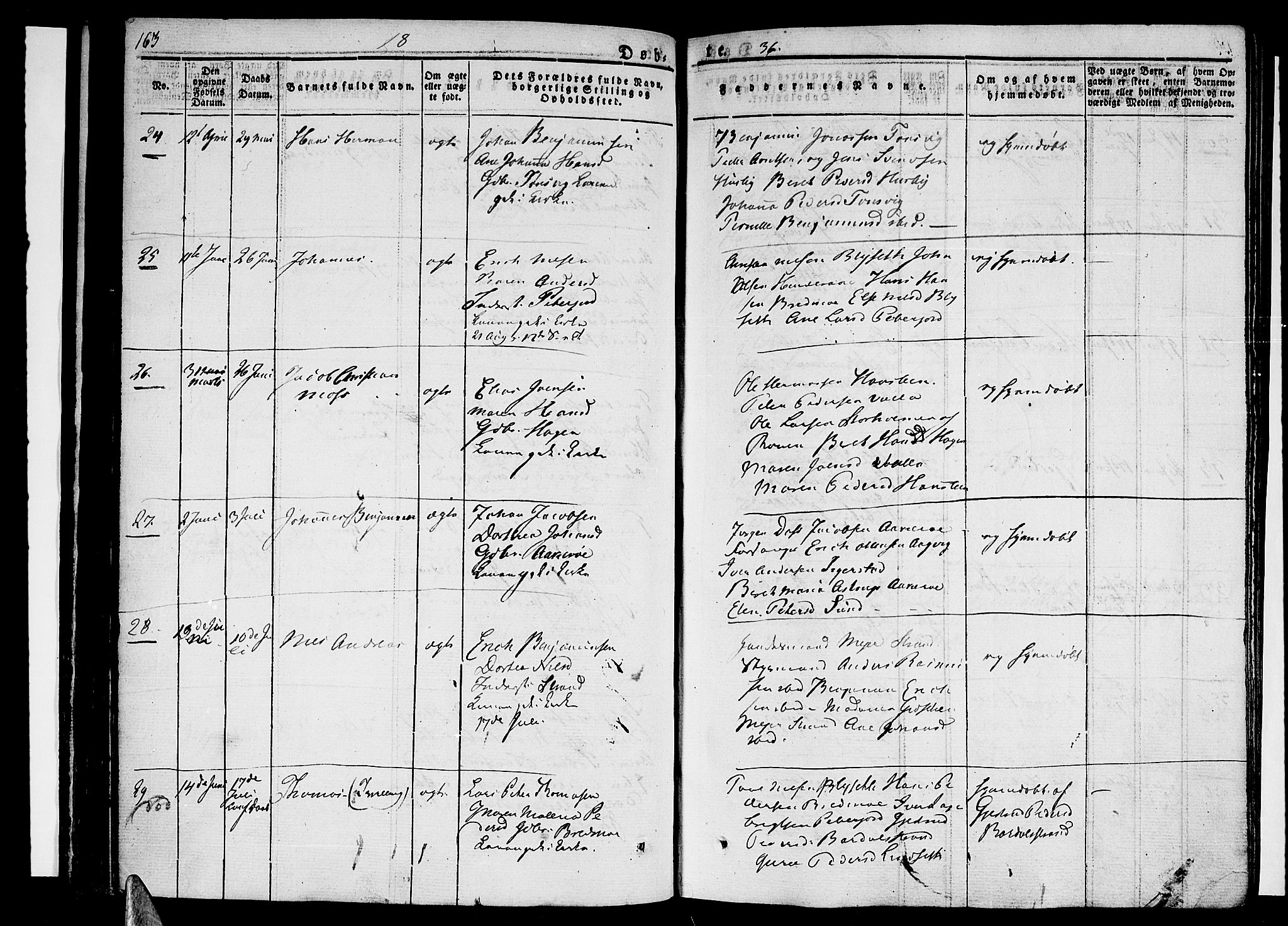 Ministerialprotokoller, klokkerbøker og fødselsregistre - Nordland, AV/SAT-A-1459/838/L0548: Parish register (official) no. 838A06, 1829-1839, p. 163-164