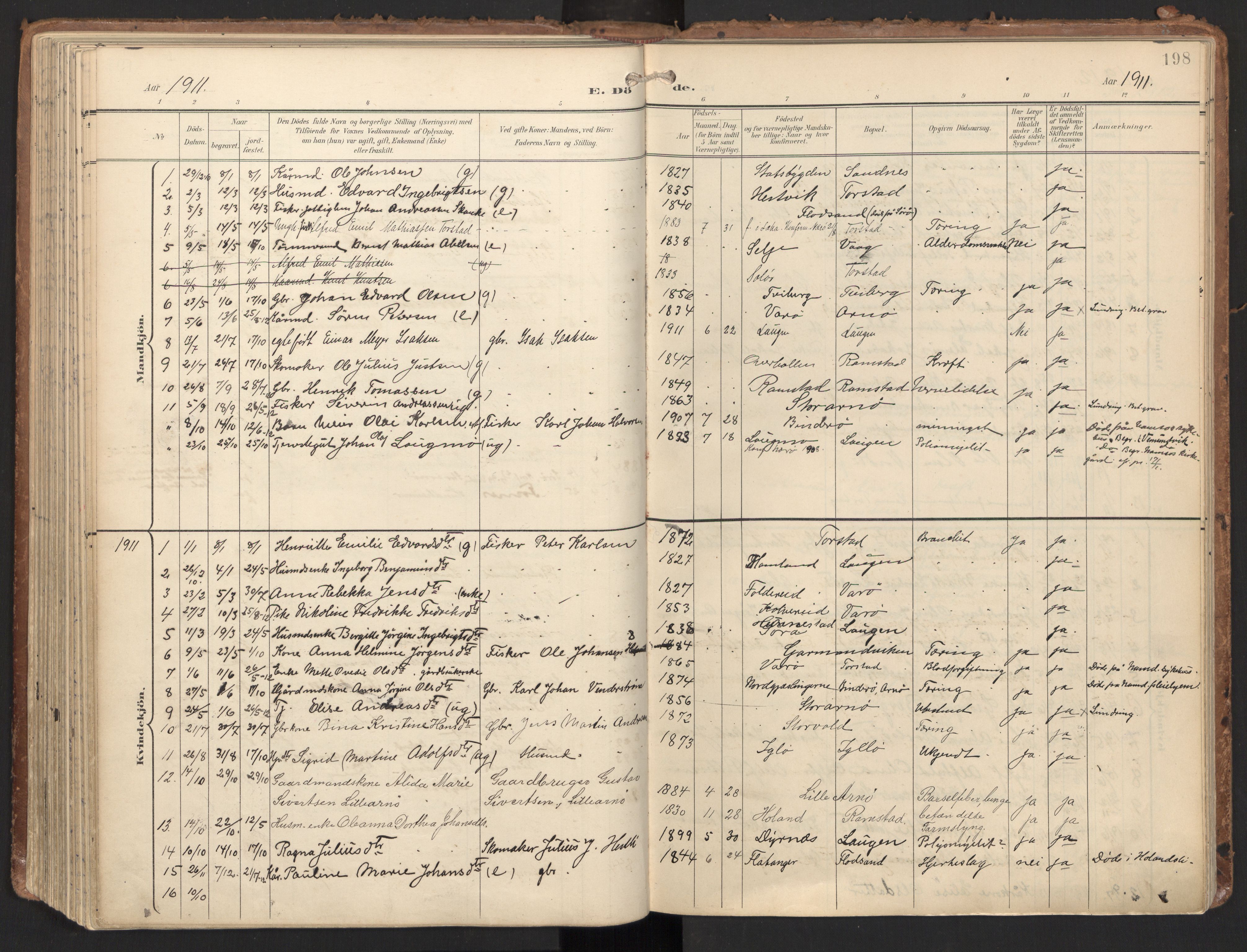 Ministerialprotokoller, klokkerbøker og fødselsregistre - Nord-Trøndelag, SAT/A-1458/784/L0677: Parish register (official) no. 784A12, 1900-1920, p. 198