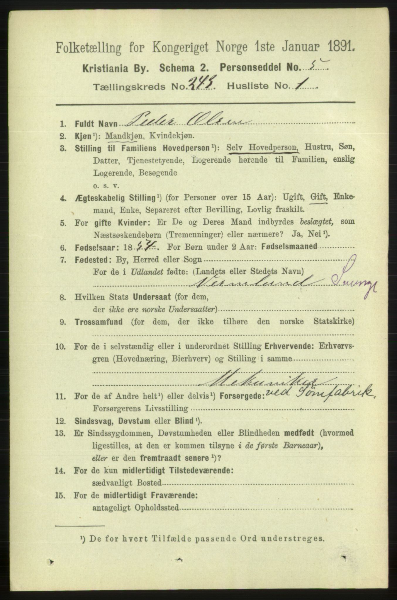 RA, 1891 census for 0301 Kristiania, 1891, p. 147810