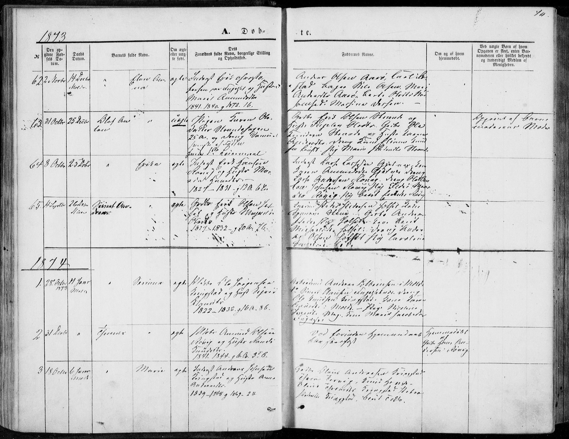 Ministerialprotokoller, klokkerbøker og fødselsregistre - Møre og Romsdal, SAT/A-1454/555/L0655: Parish register (official) no. 555A05, 1869-1886, p. 40