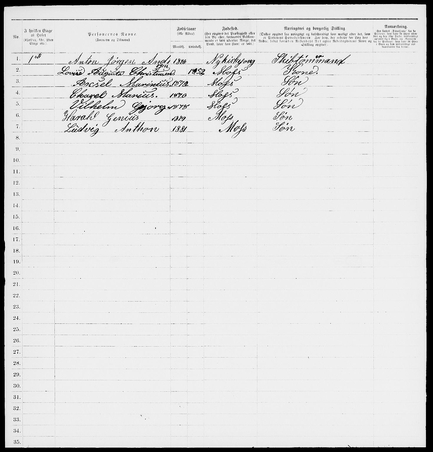 RA, 1885 census for 0104 Moss, 1885, p. 366