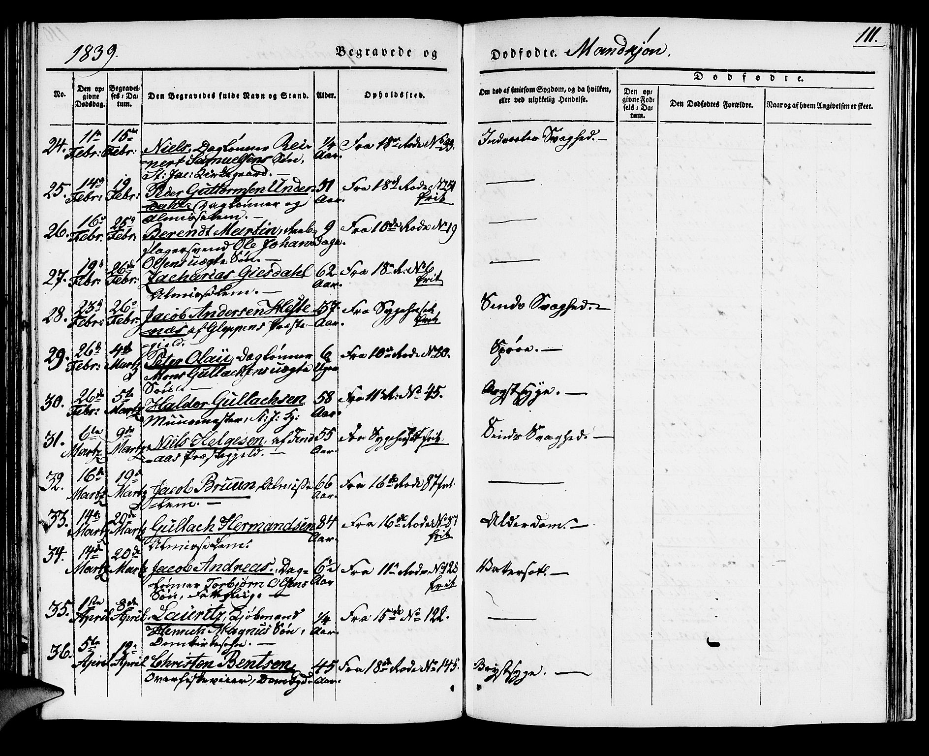 Domkirken sokneprestembete, AV/SAB-A-74801/H/Haa/L0015: Parish register (official) no. A 14, 1835-1840, p. 111