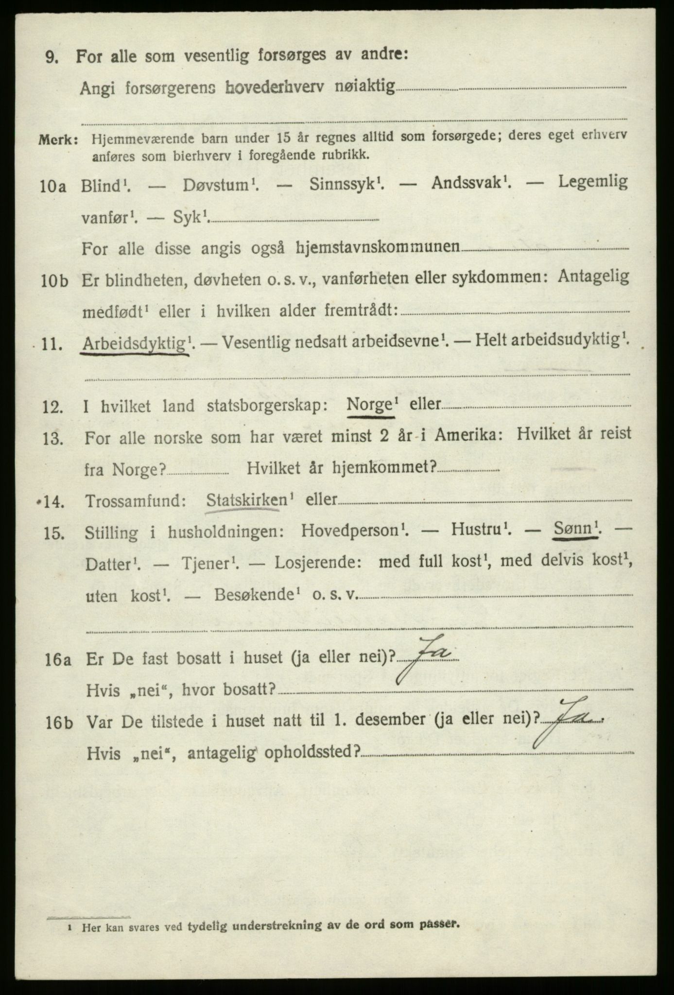 SAB, 1920 census for Innvik, 1920, p. 1764