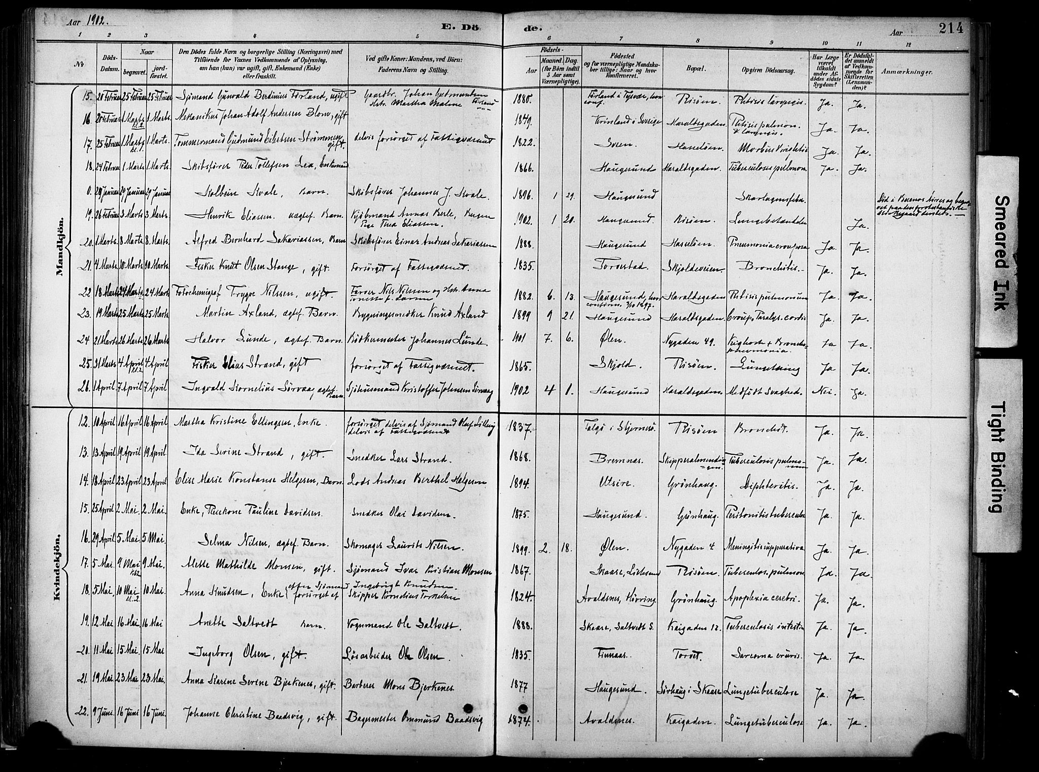 Haugesund sokneprestkontor, SAST/A -101863/H/Ha/Haa/L0005: Parish register (official) no. A 5, 1891-1903, p. 214