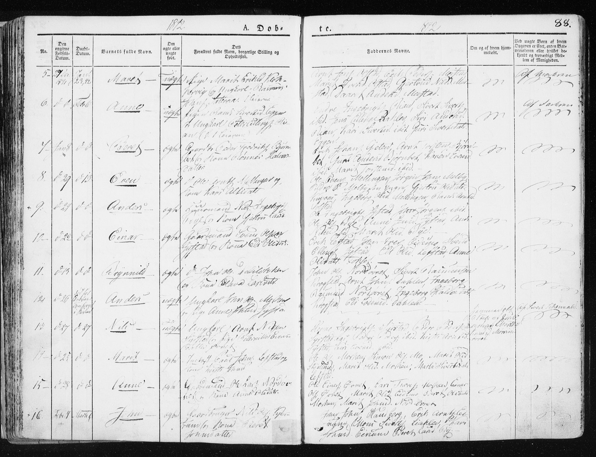 Ministerialprotokoller, klokkerbøker og fødselsregistre - Sør-Trøndelag, AV/SAT-A-1456/665/L0771: Parish register (official) no. 665A06, 1830-1856, p. 88