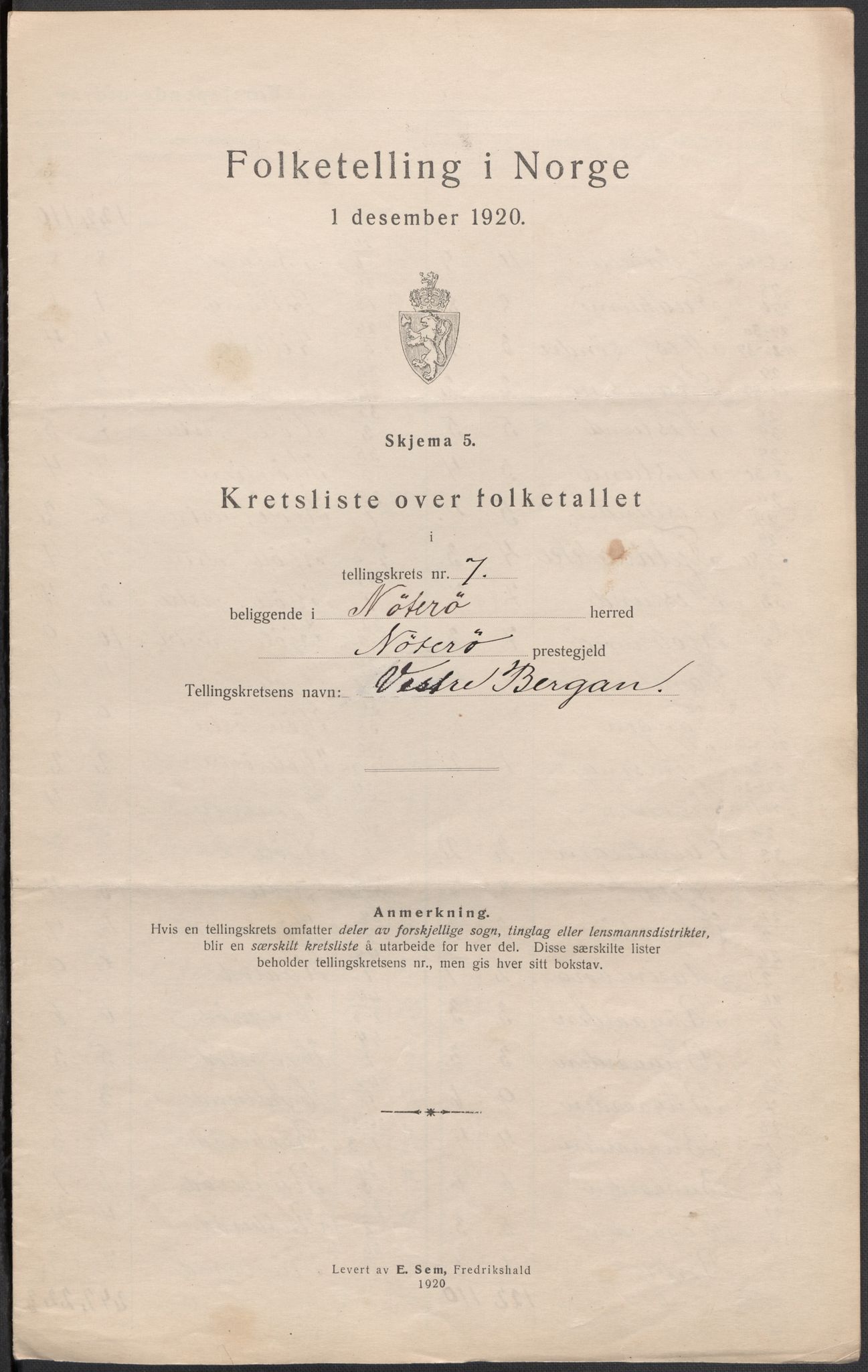 SAKO, 1920 census for Nøtterøy, 1920, p. 33