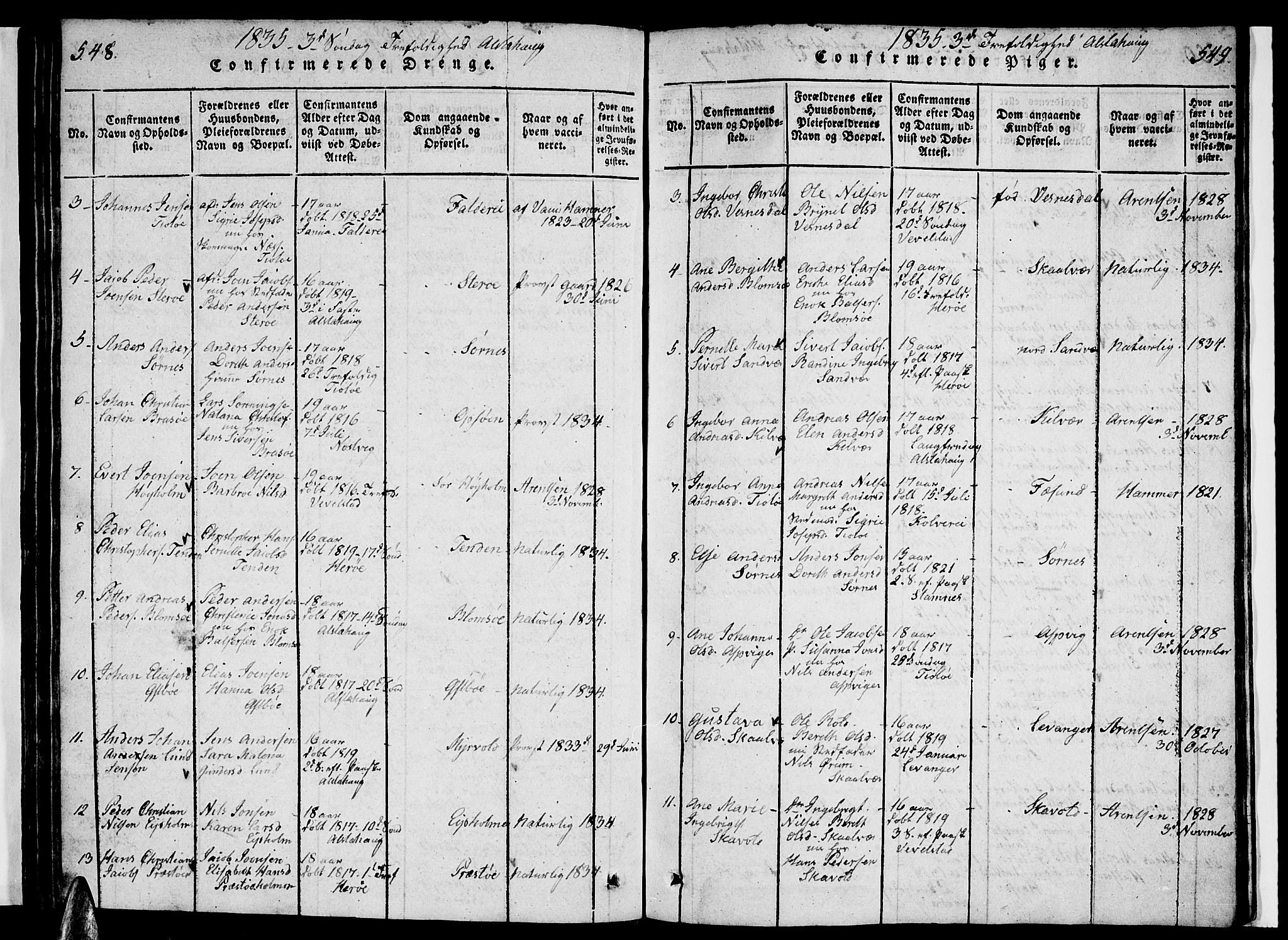 Ministerialprotokoller, klokkerbøker og fødselsregistre - Nordland, AV/SAT-A-1459/830/L0457: Parish register (copy) no. 830C01 /1, 1820-1842, p. 548-549