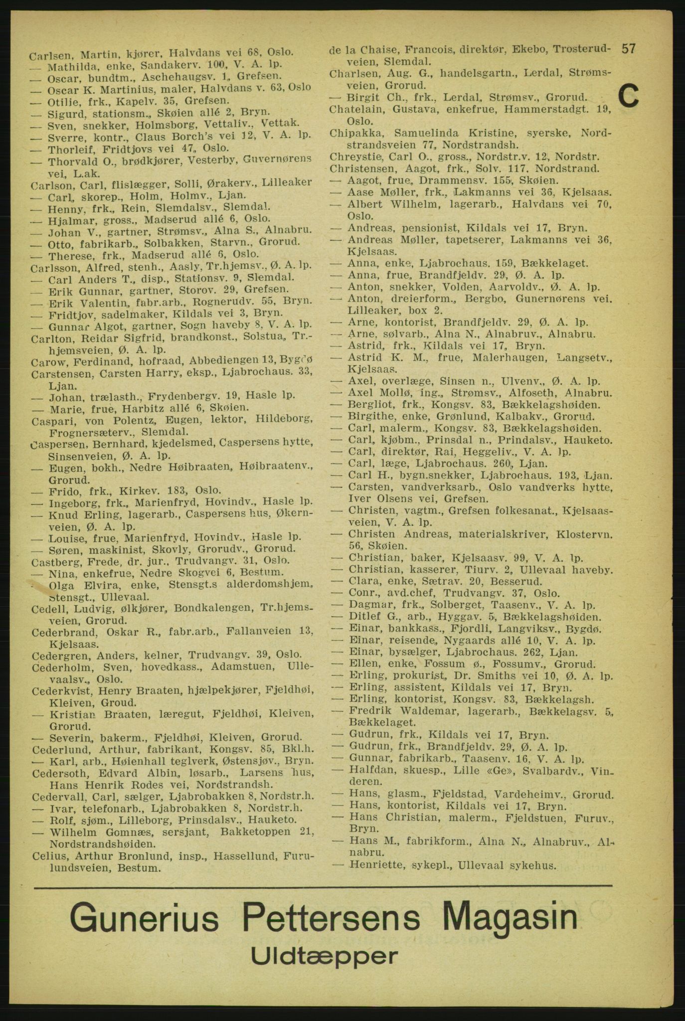Aker adressebok/adressekalender, PUBL/001/A/004: Aker adressebok, 1929, p. 57