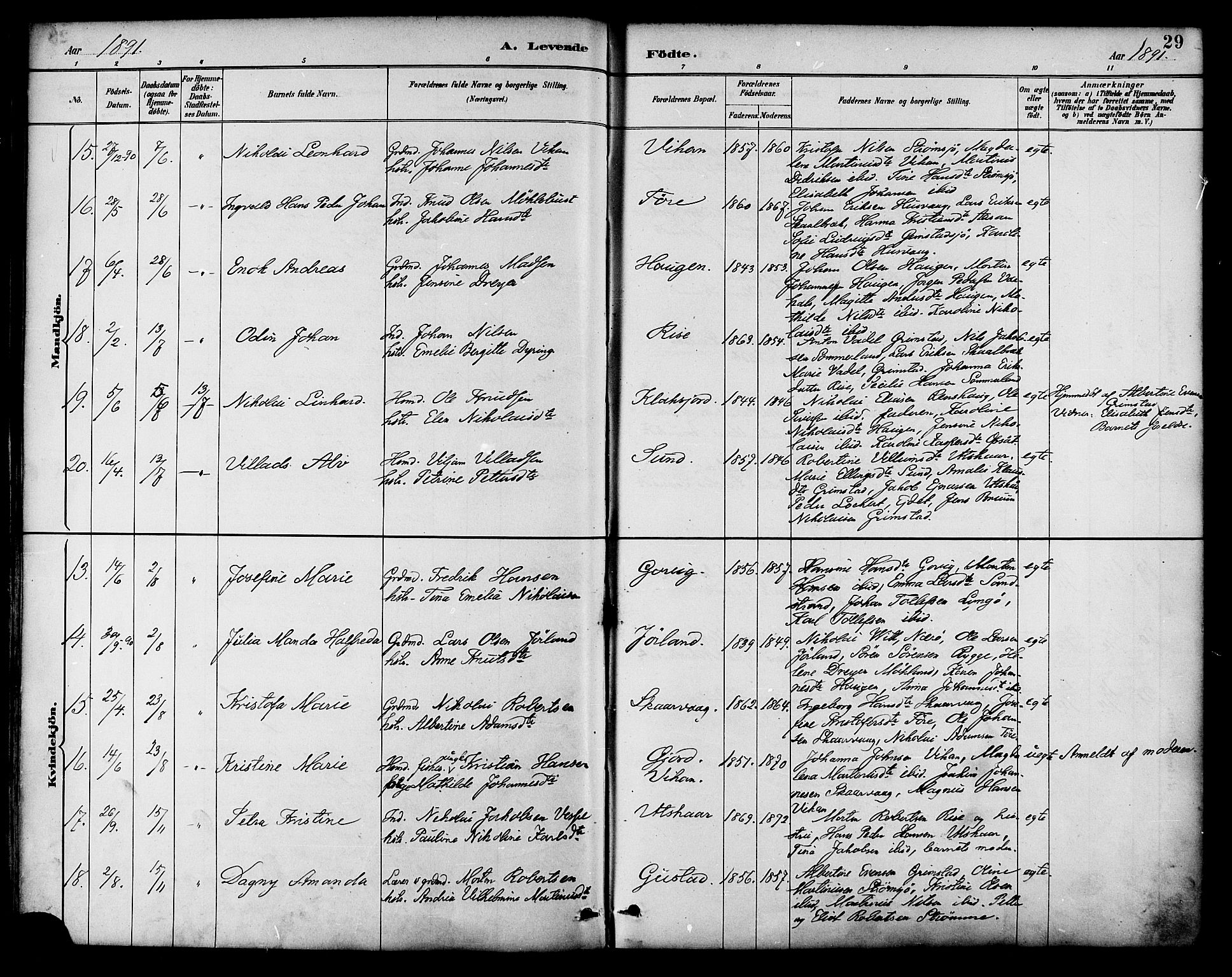 Ministerialprotokoller, klokkerbøker og fødselsregistre - Nordland, SAT/A-1459/892/L1320: Parish register (official) no. 892A01, 1886-1901, p. 29