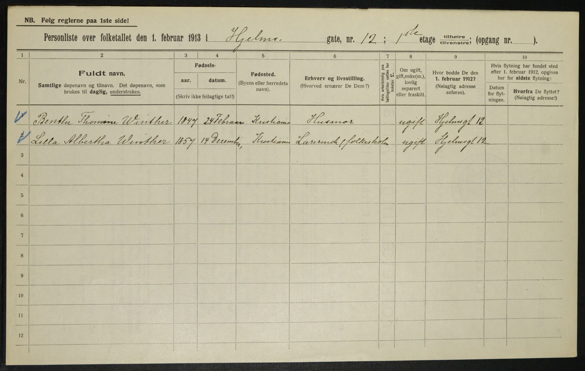 OBA, Municipal Census 1913 for Kristiania, 1913, p. 40063