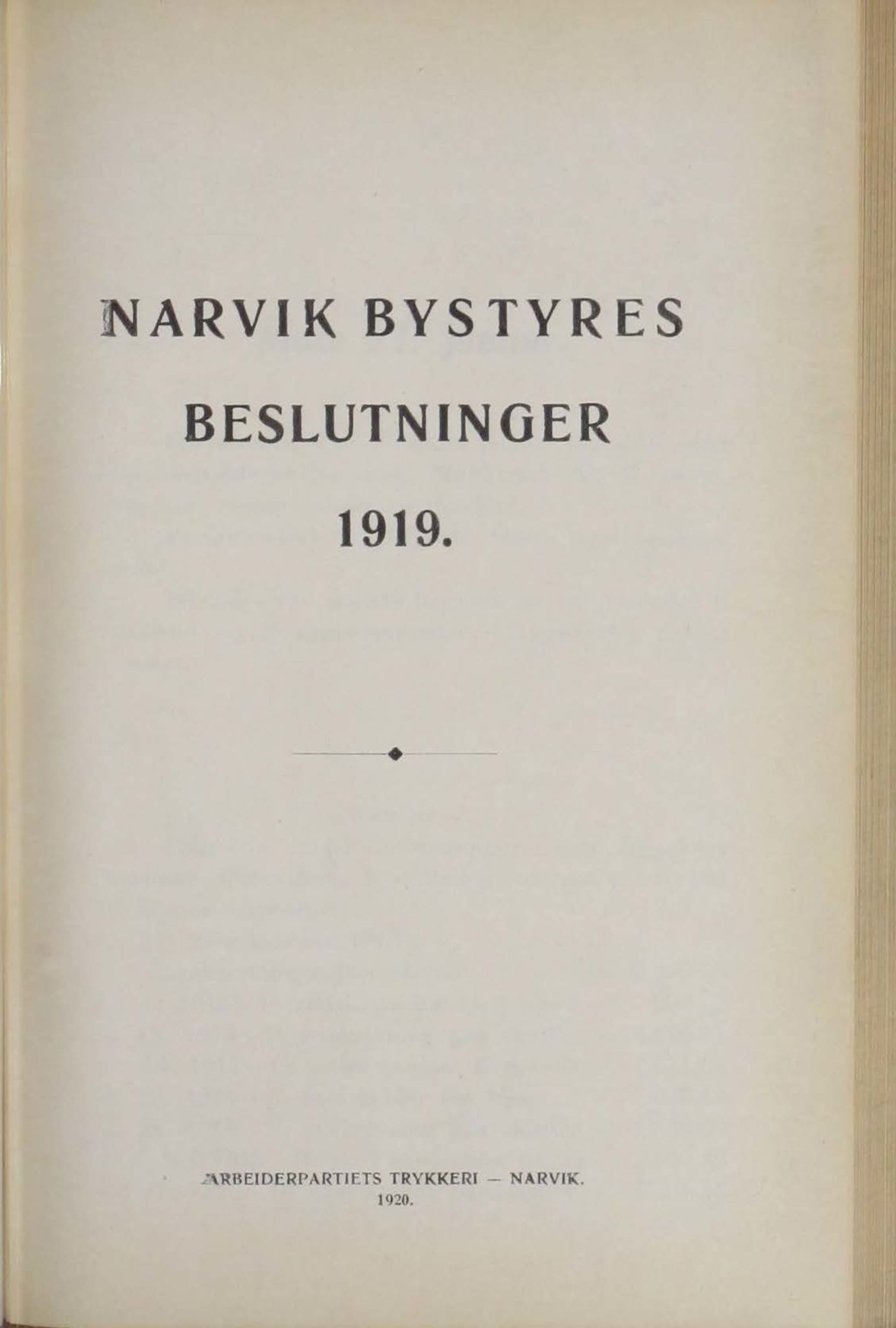 Narvik kommune. Formannskap , AIN/K-18050.150/A/Ab/L0009: Møtebok, 1919