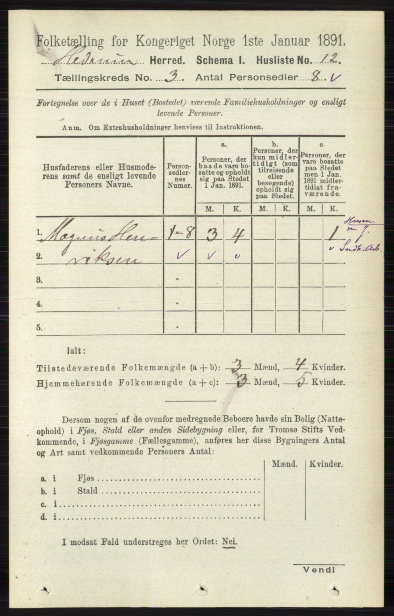 RA, 1891 census for 0727 Hedrum, 1891, p. 933