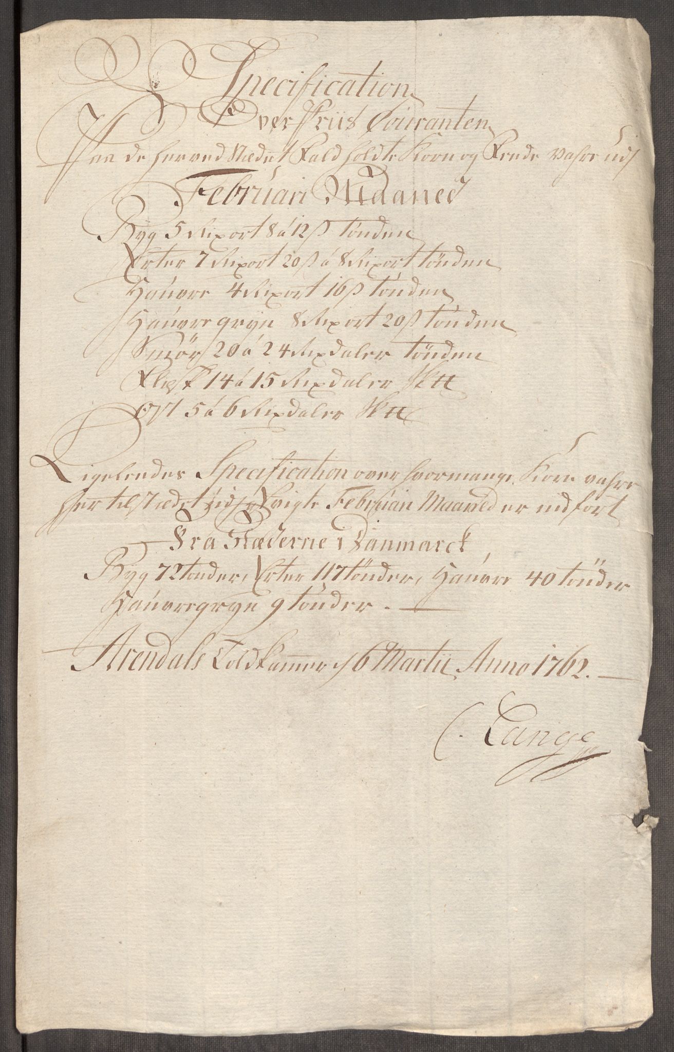 Rentekammeret inntil 1814, Realistisk ordnet avdeling, AV/RA-EA-4070/Oe/L0007: [Ø1]: Priskuranter, 1761-1763, p. 486