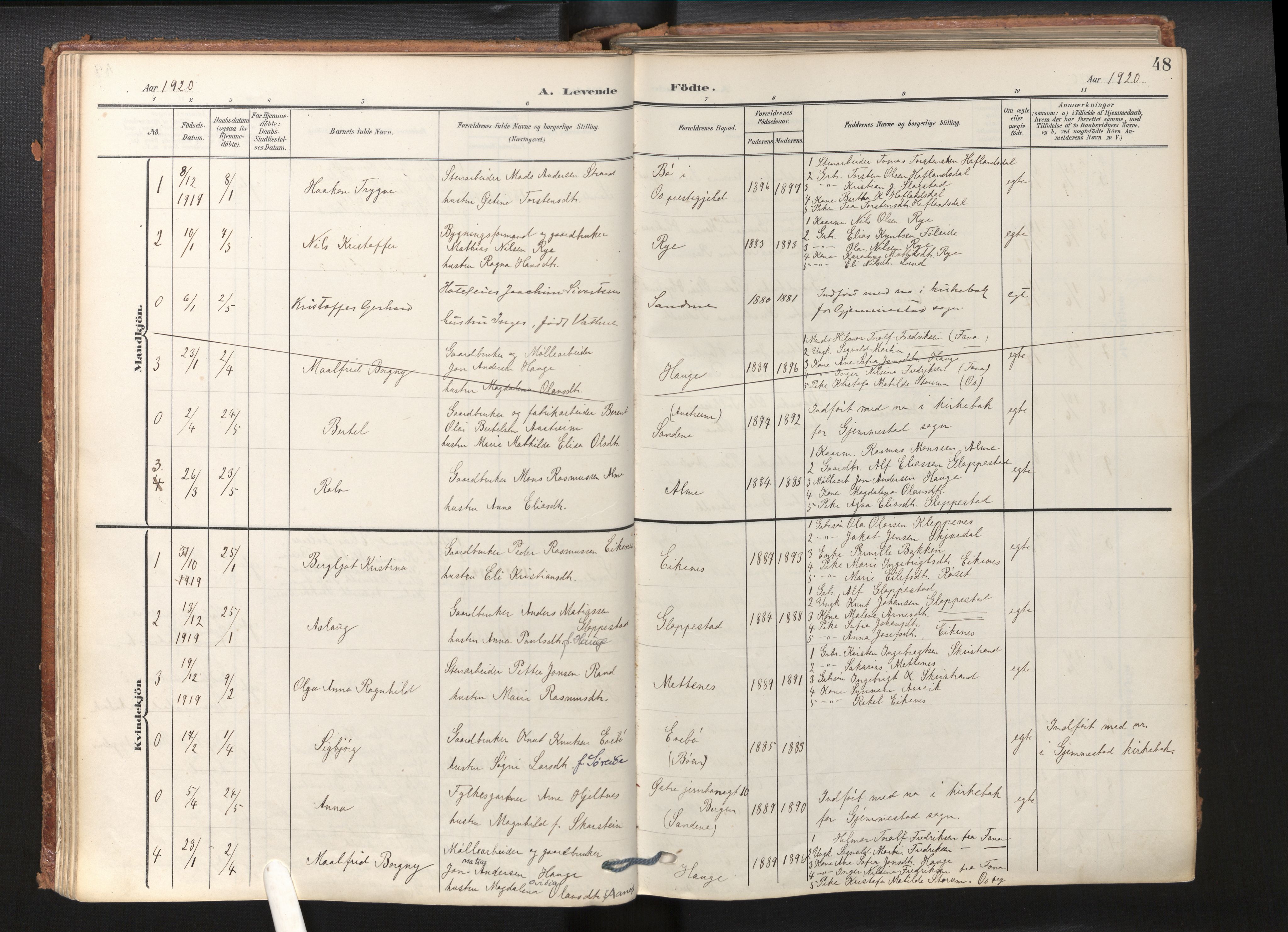 Gloppen sokneprestembete, AV/SAB-A-80101/H/Haa/Haab/L0002: Parish register (official) no. B 2, 1906-1932, p. 47b-48a