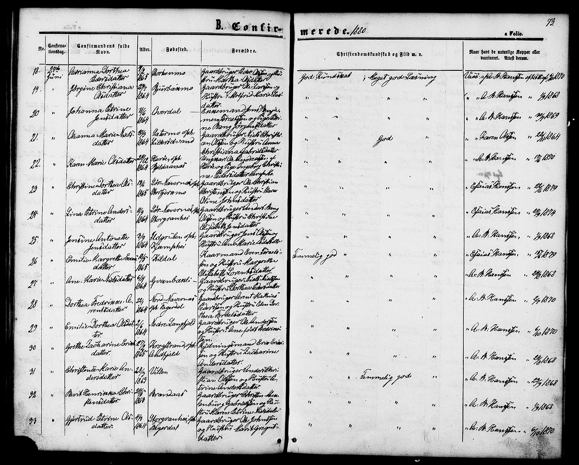 Ministerialprotokoller, klokkerbøker og fødselsregistre - Nordland, AV/SAT-A-1459/827/L0394: Parish register (official) no. 827A06, 1865-1886, p. 73