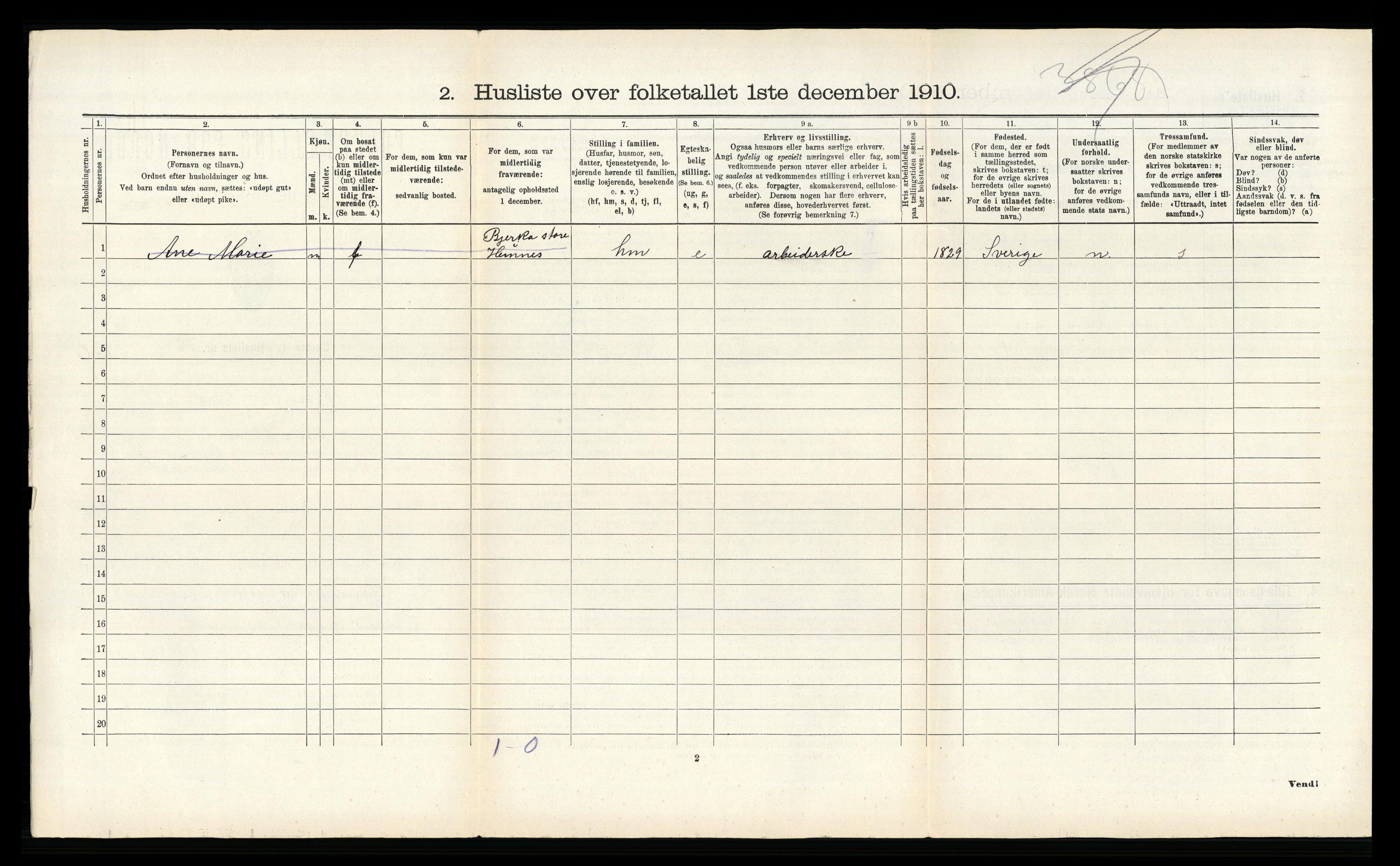 RA, 1910 census for Hemnes, 1910, p. 1417