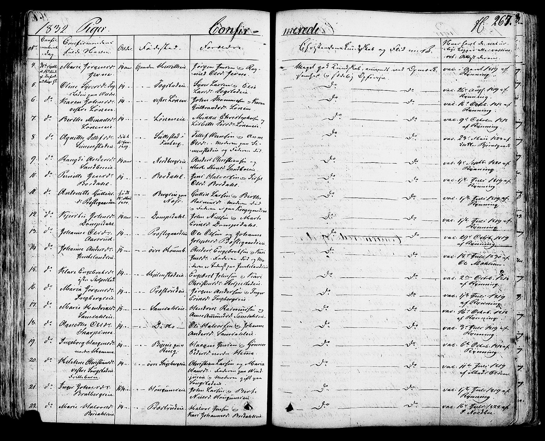 Ringsaker prestekontor, AV/SAH-PREST-014/K/Ka/L0007: Parish register (official) no. 7A, 1826-1837, p. 267