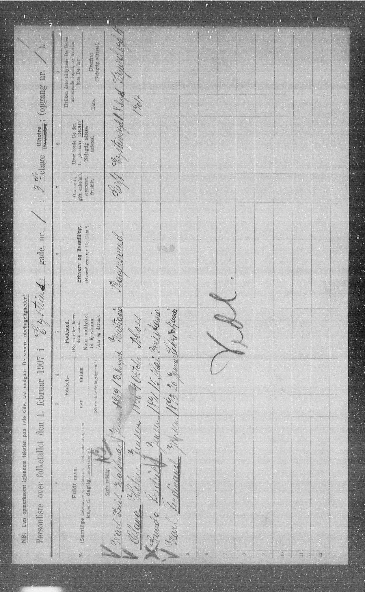 OBA, Municipal Census 1907 for Kristiania, 1907, p. 66243