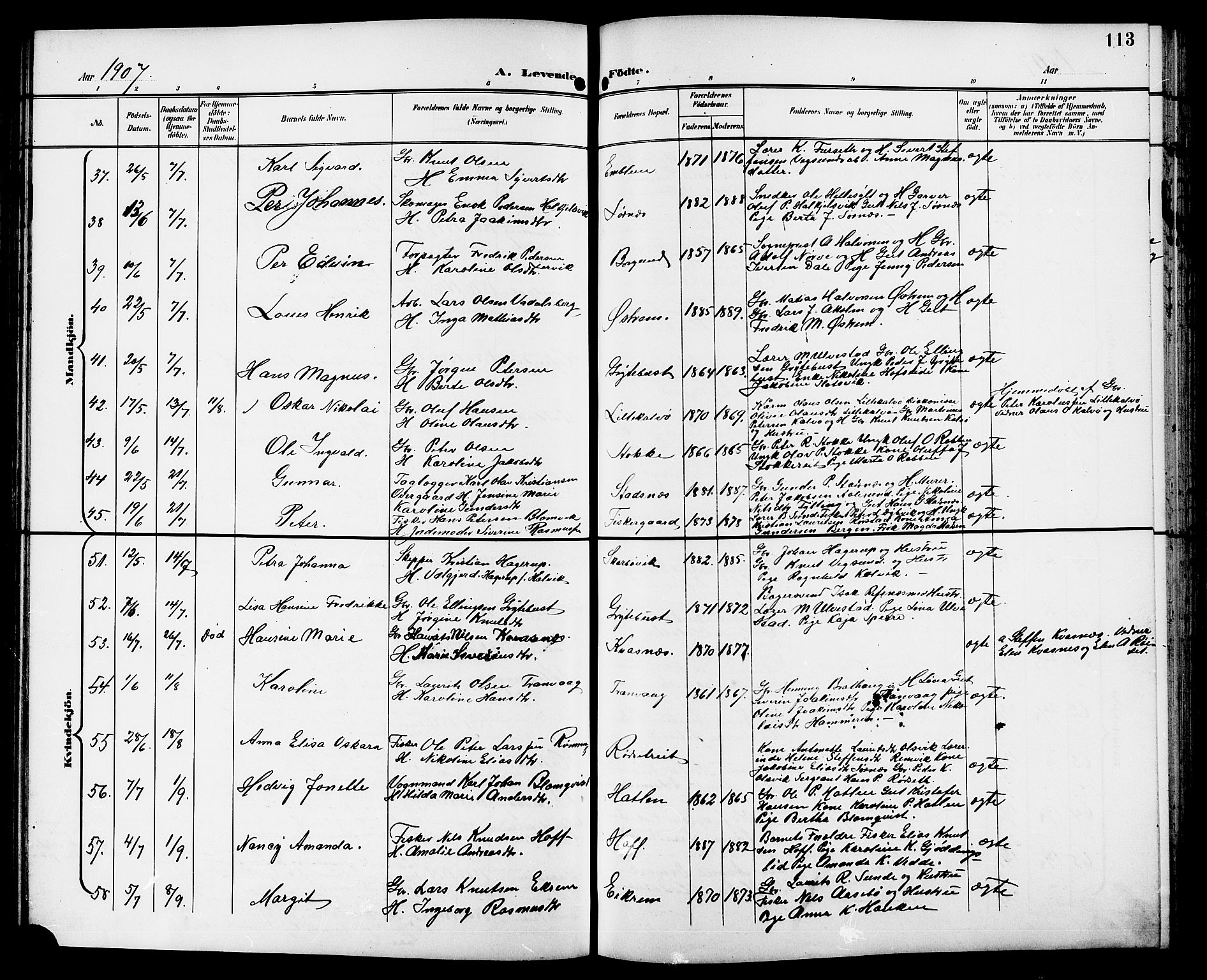 Ministerialprotokoller, klokkerbøker og fødselsregistre - Møre og Romsdal, SAT/A-1454/528/L0432: Parish register (copy) no. 528C13, 1898-1918, p. 113